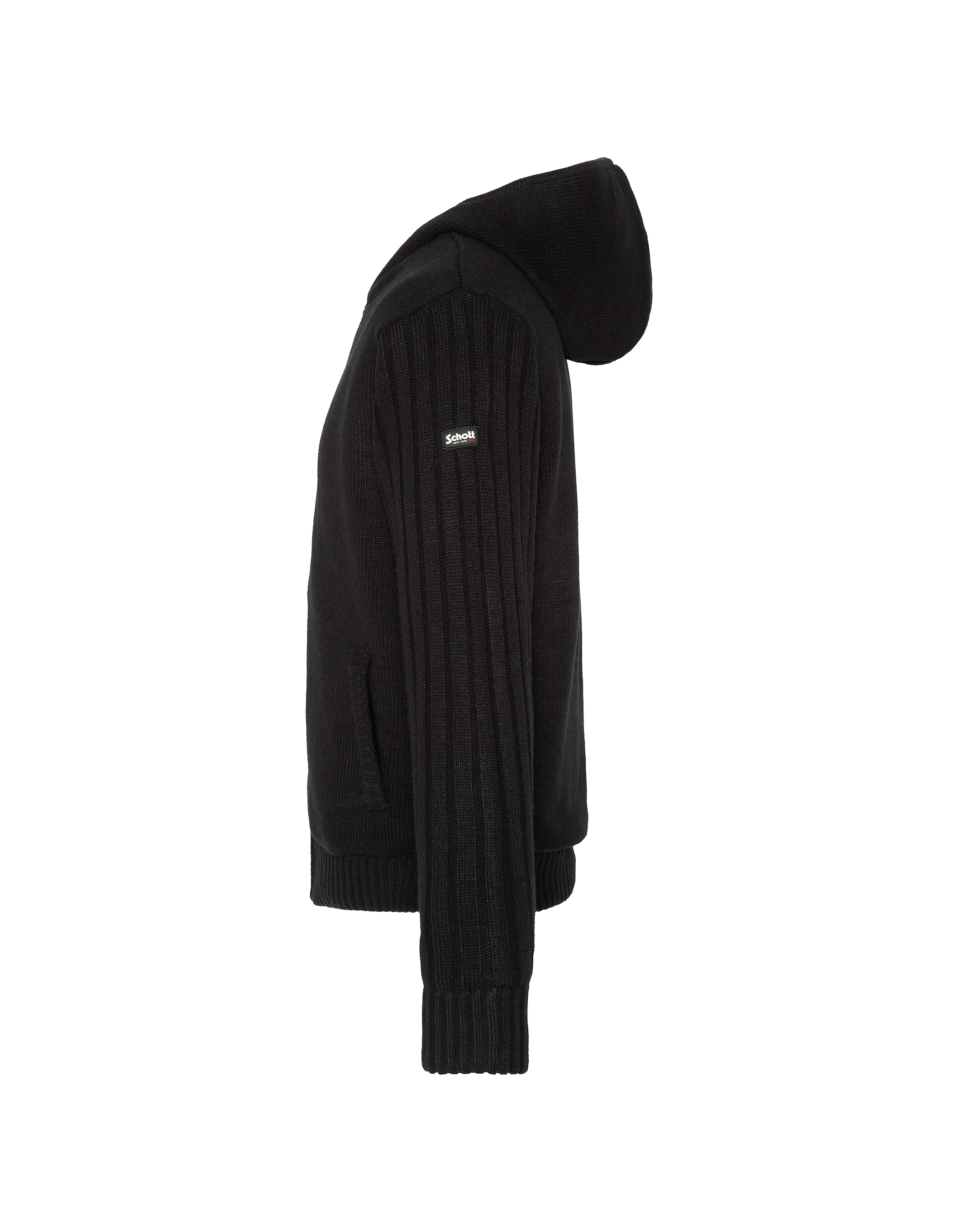 Giubbotto con cappuccio nero foderato di sherpa-4