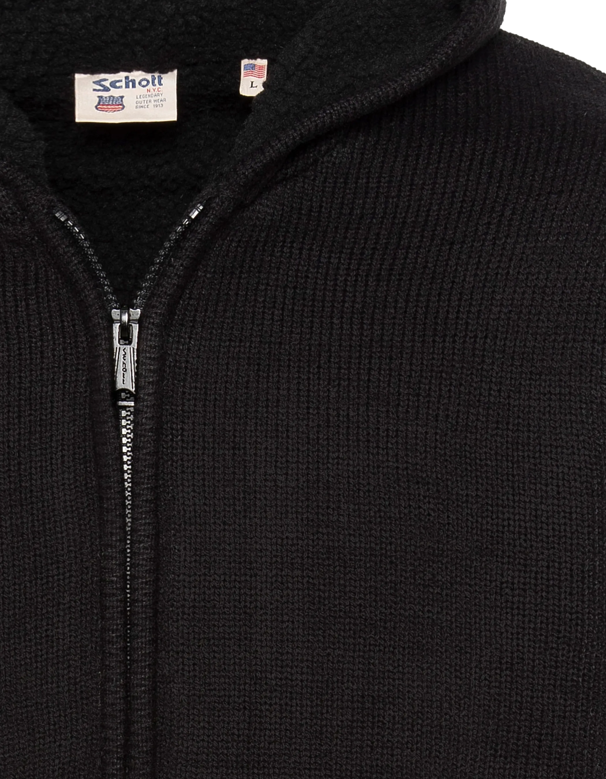 Giubbotto con cappuccio nero foderato di sherpa-5