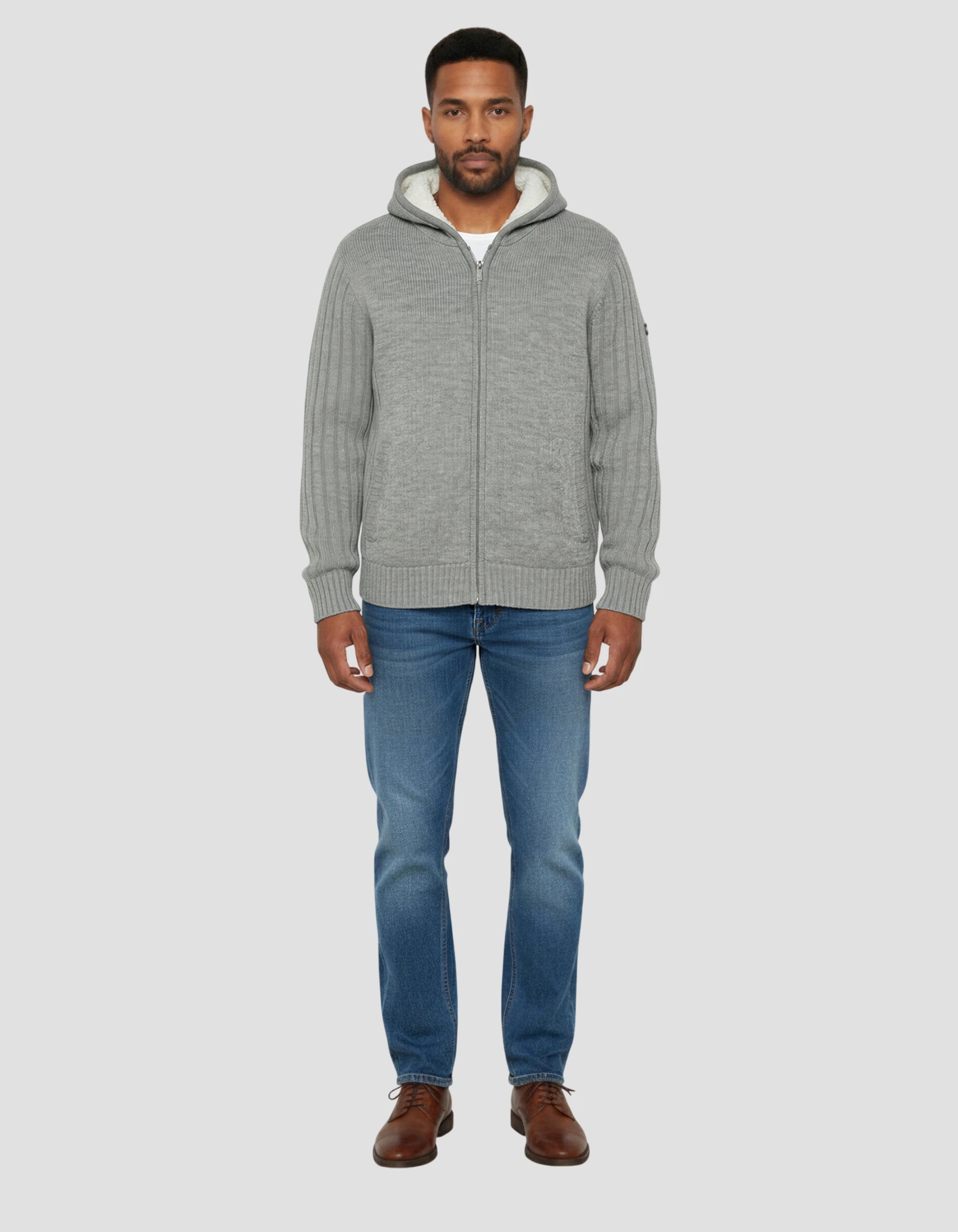 Sherpa lined hooded gray vest-1