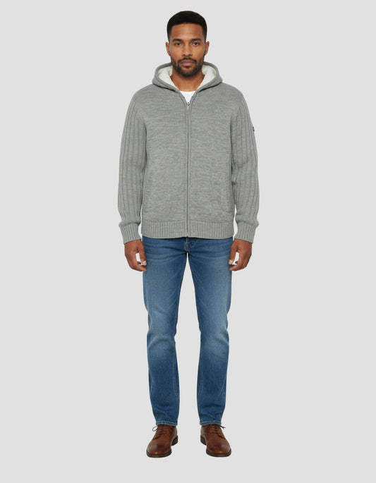 Sherpa lined hooded gray vest