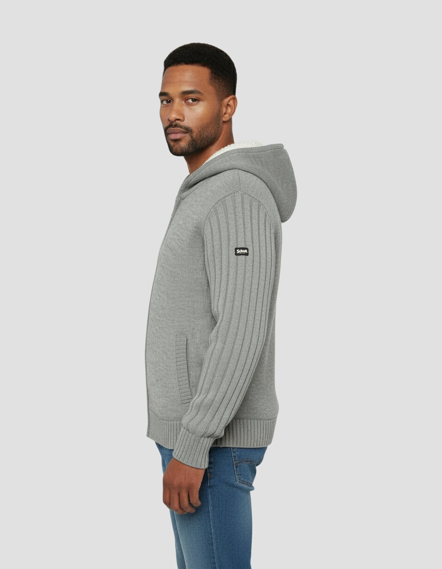 Sherpa lined hooded gray vest