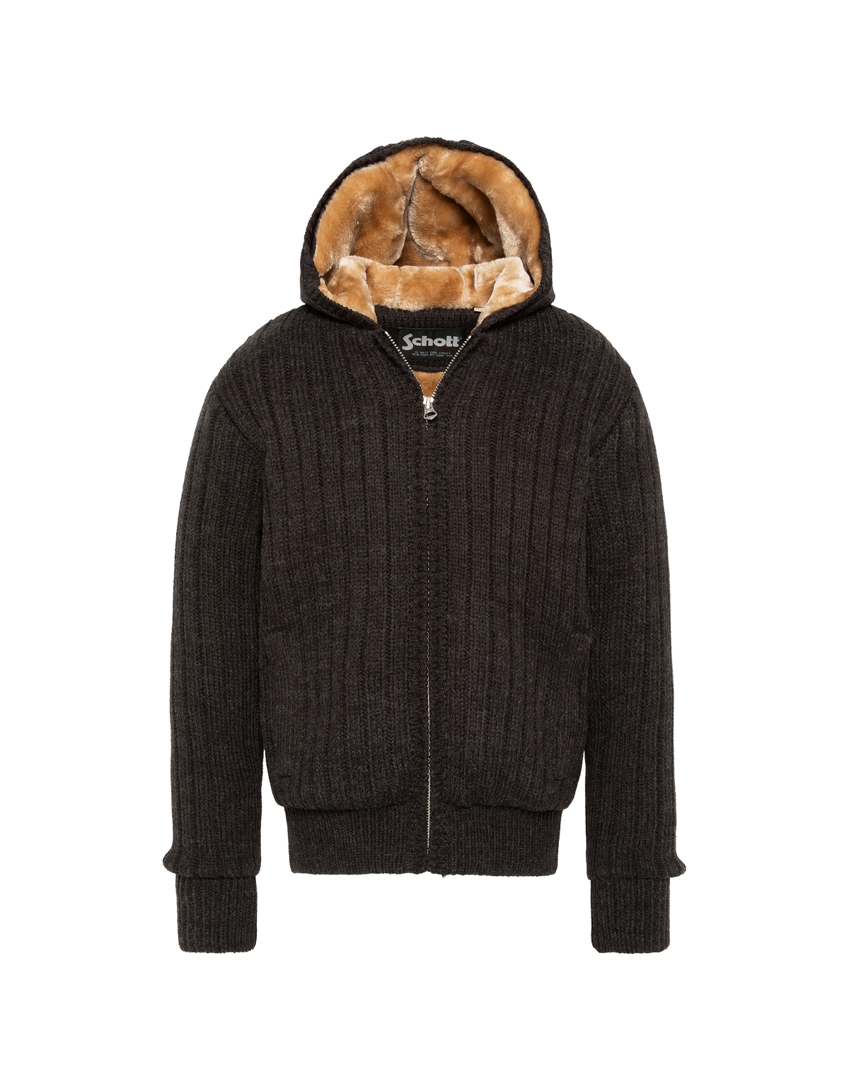 Gilet côtelé à capuche anthracite doublé sherpa
