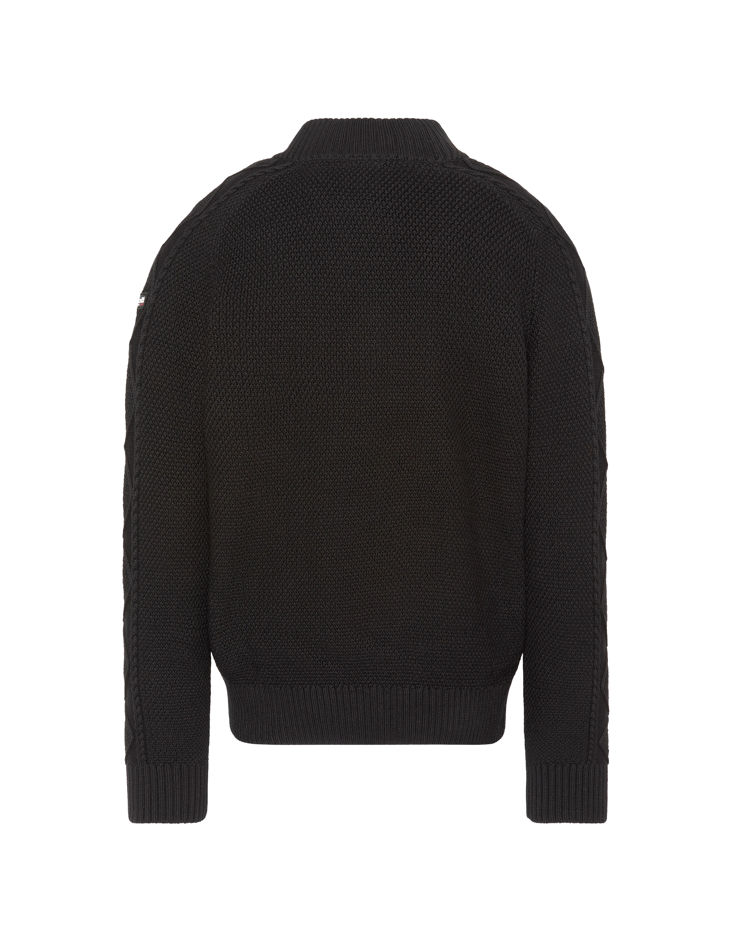 Schwarzer strukturierter Trucker-Strickpullover
