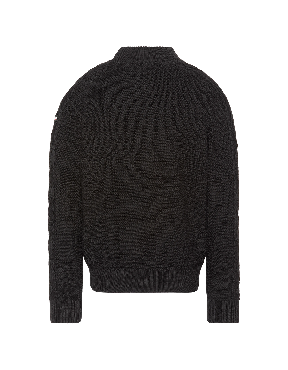 Schwarzer strukturierter Trucker-Strickpullover-2
