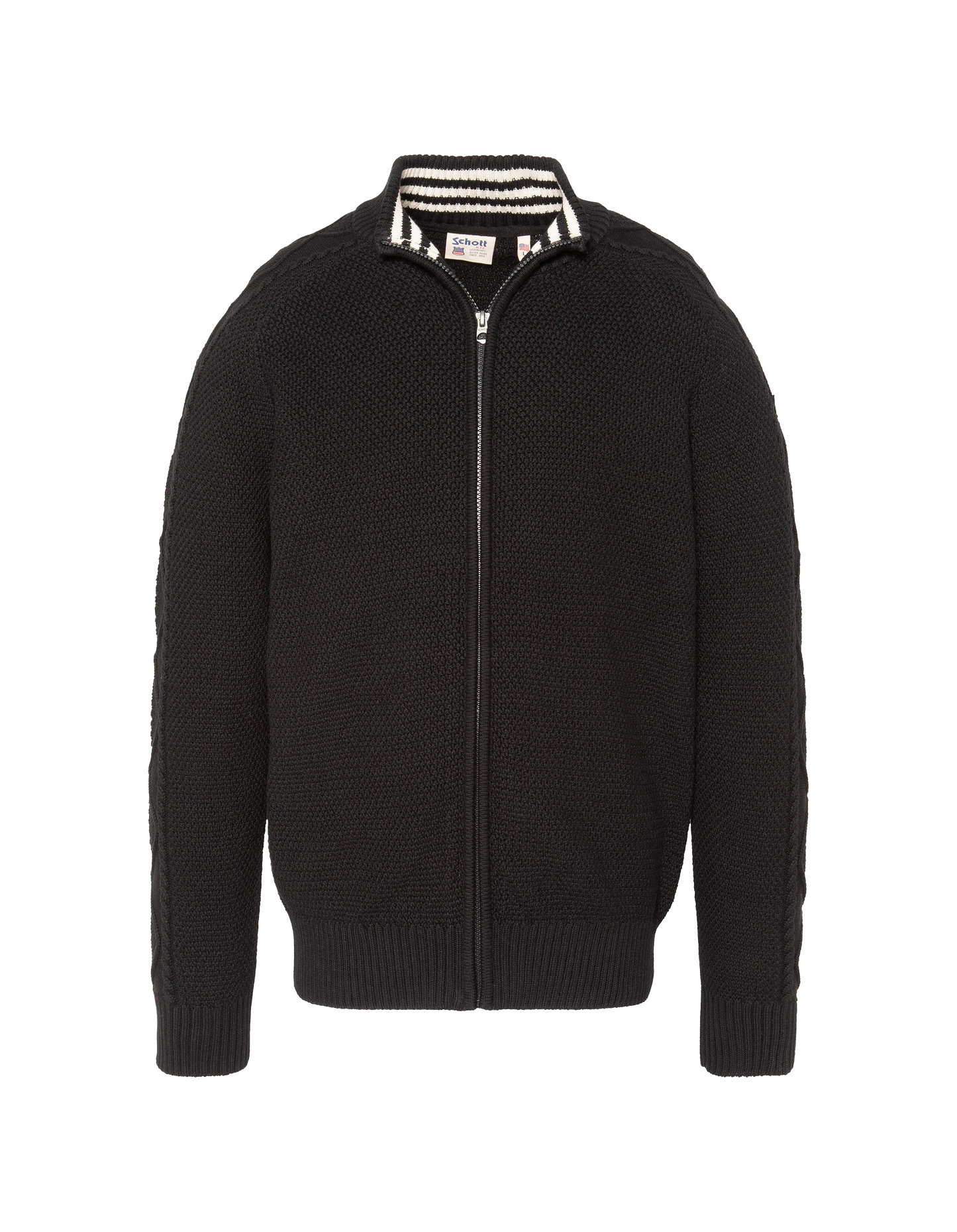 Schwarzer strukturierter Strick-Cardigan