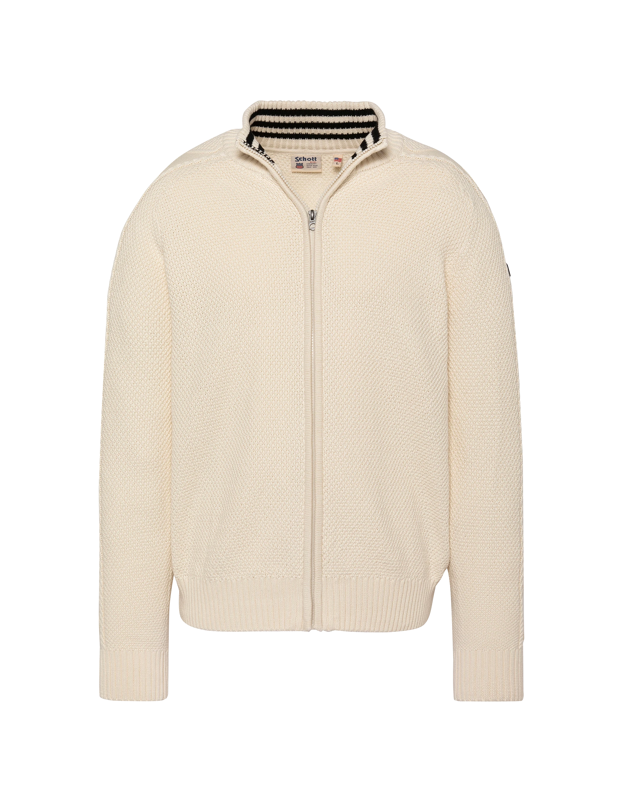 Strickjacke aus ecrufarbenem, strukturiertem Strick-1