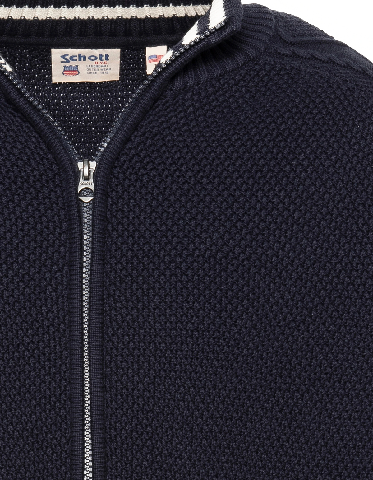 Marineblauer, strukturierter Strick-Cardigan