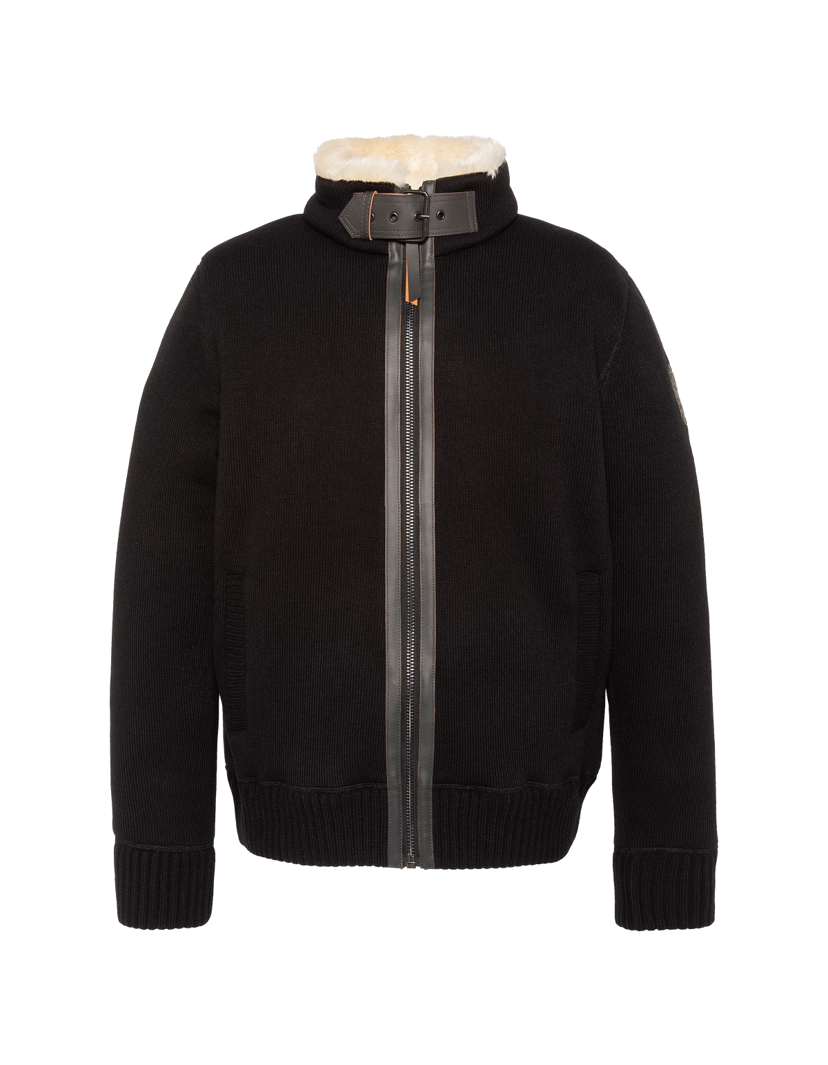 Chaleco negro con cuello de aviador