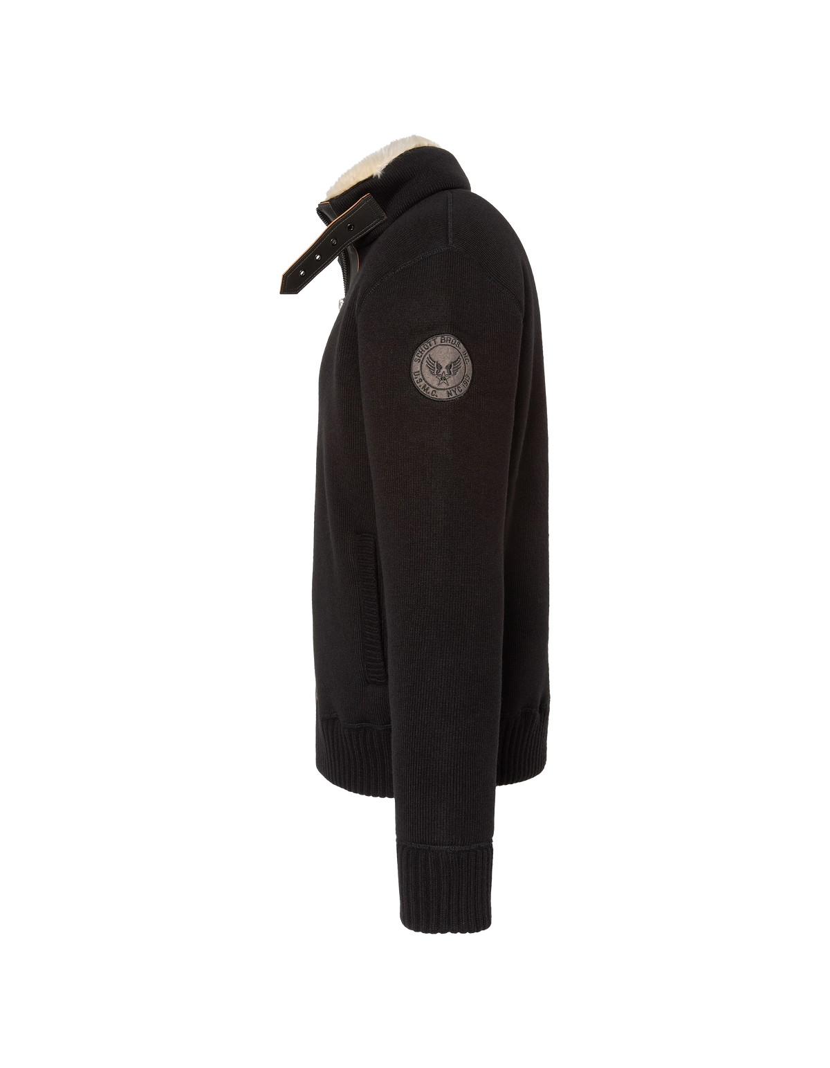 Chaleco negro con cuello de aviador-4