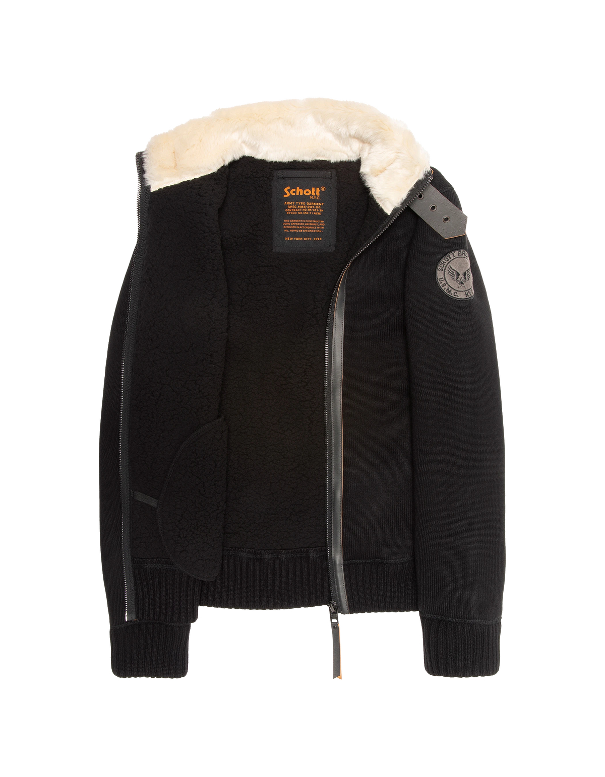 Chaleco negro con cuello de aviador