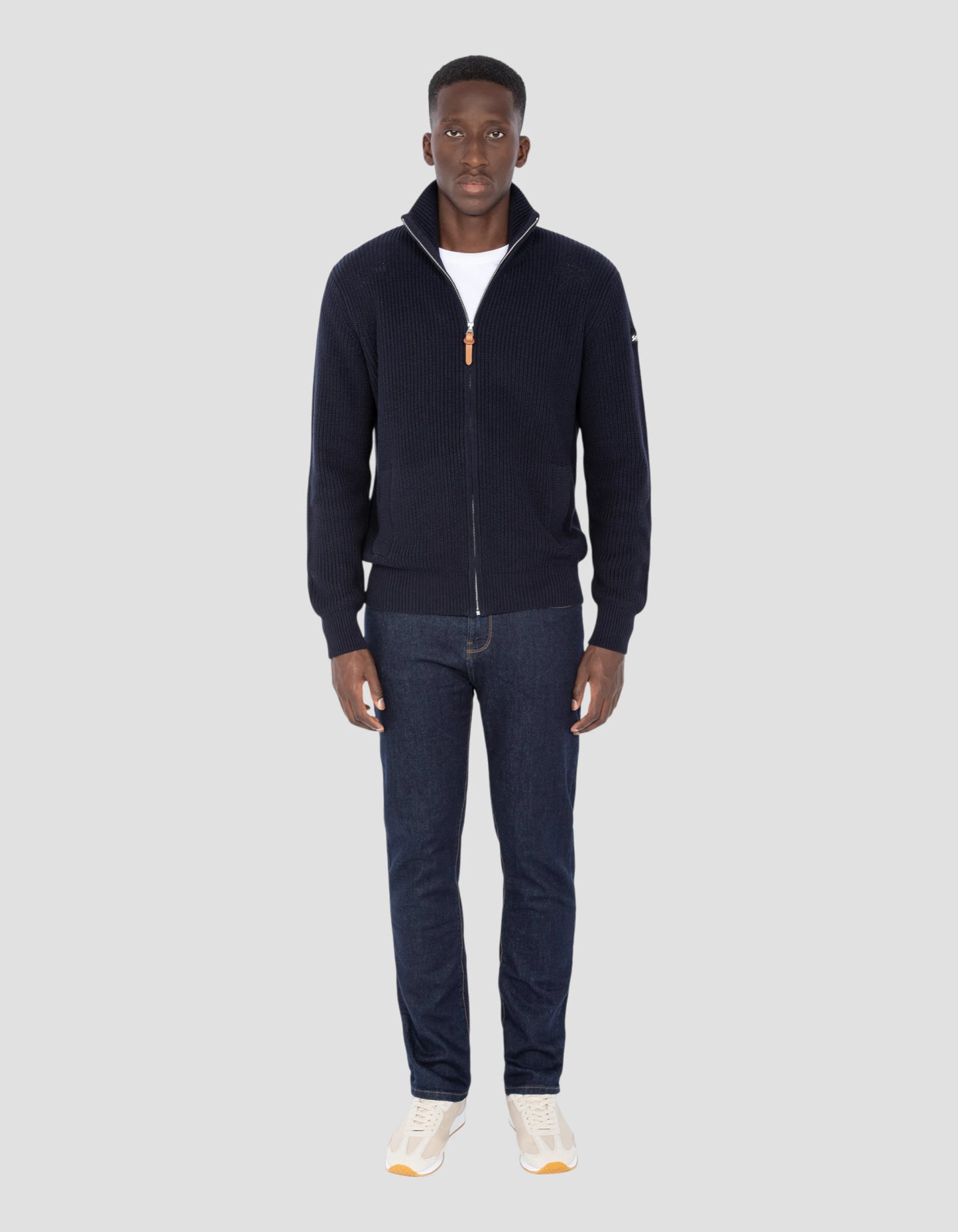 Chaleco azul marino en malla acanalada