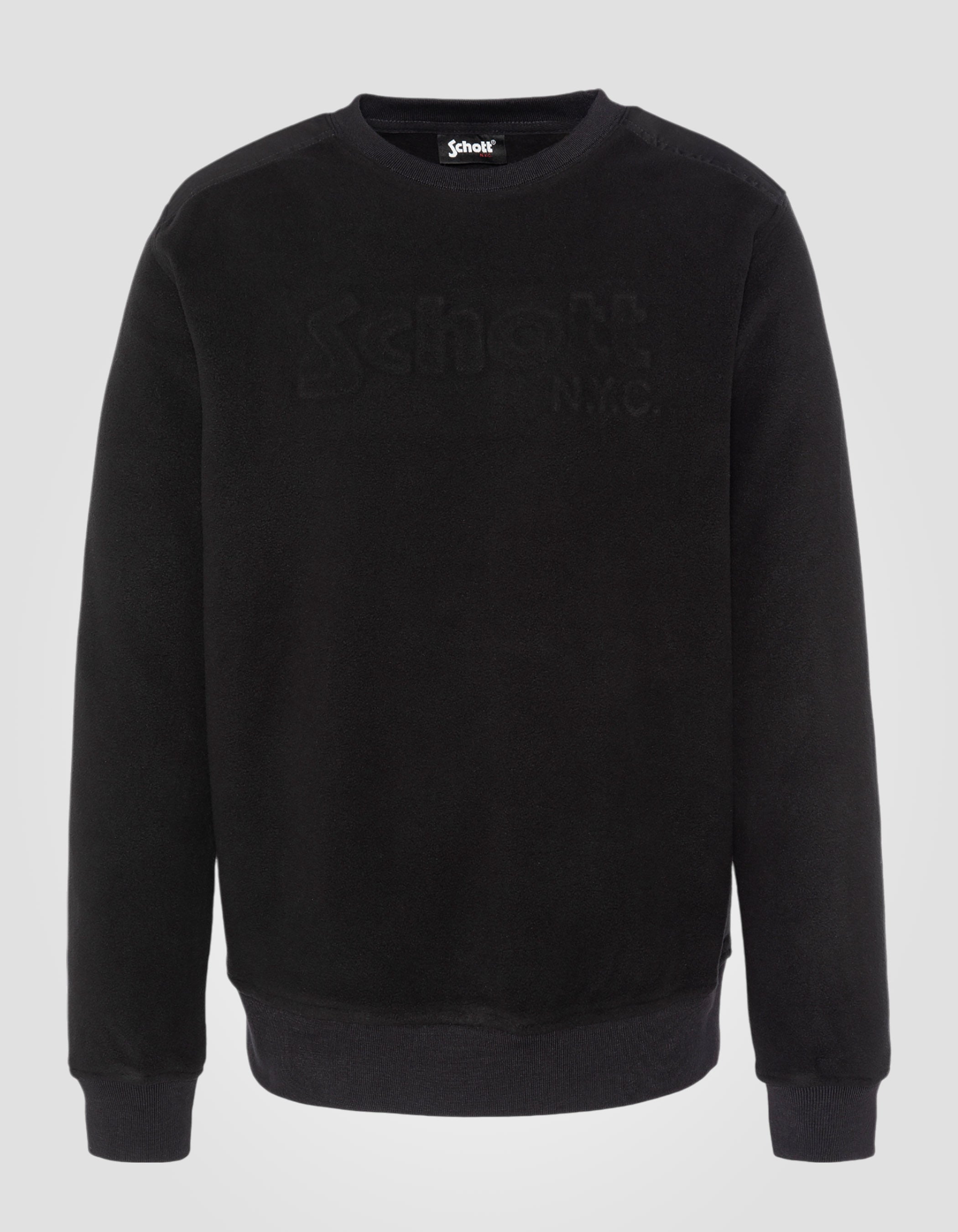 Pile nera con collo rotondo contrastante-1