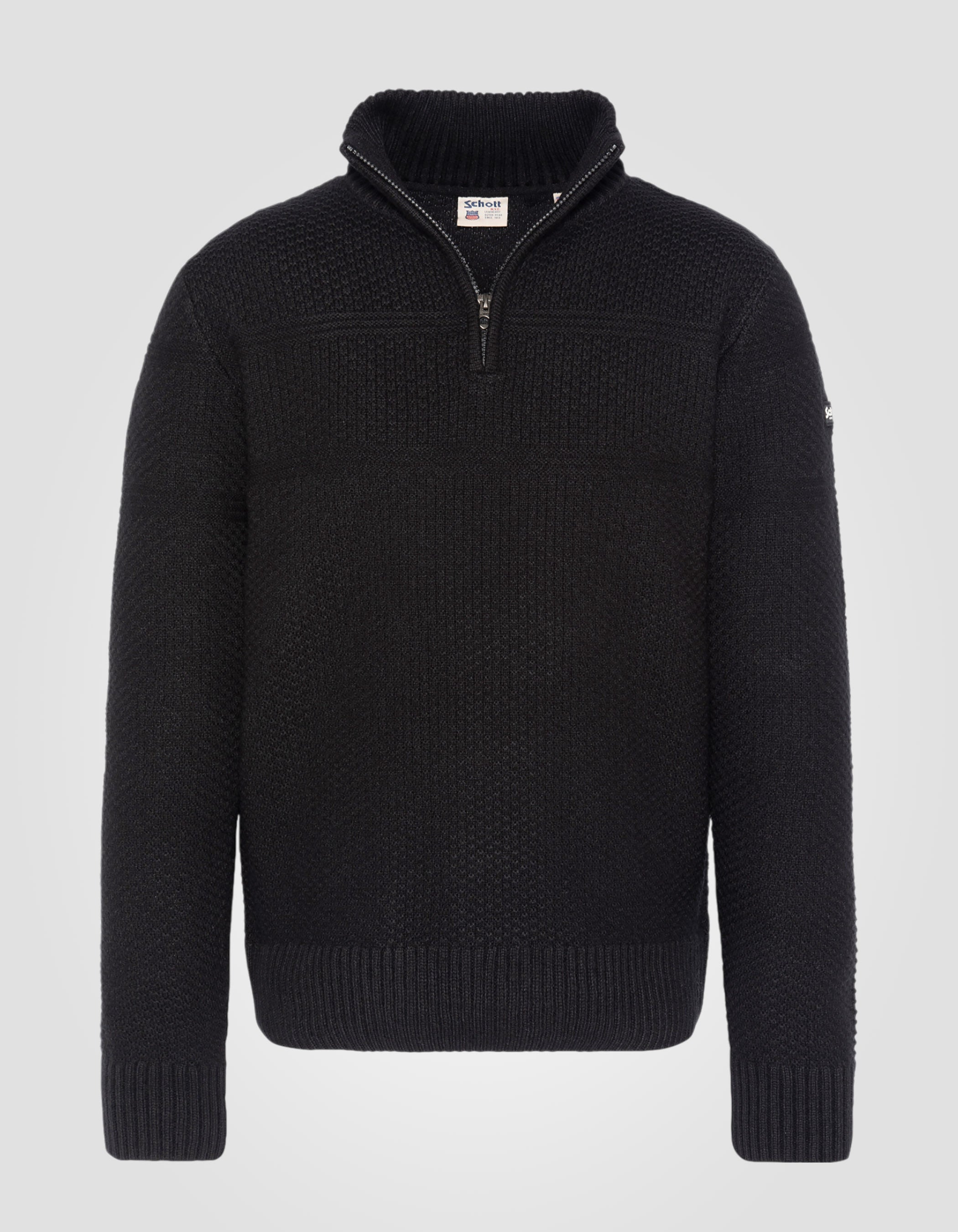 Schwarzer Trucker -Pullover mit Stichen-1