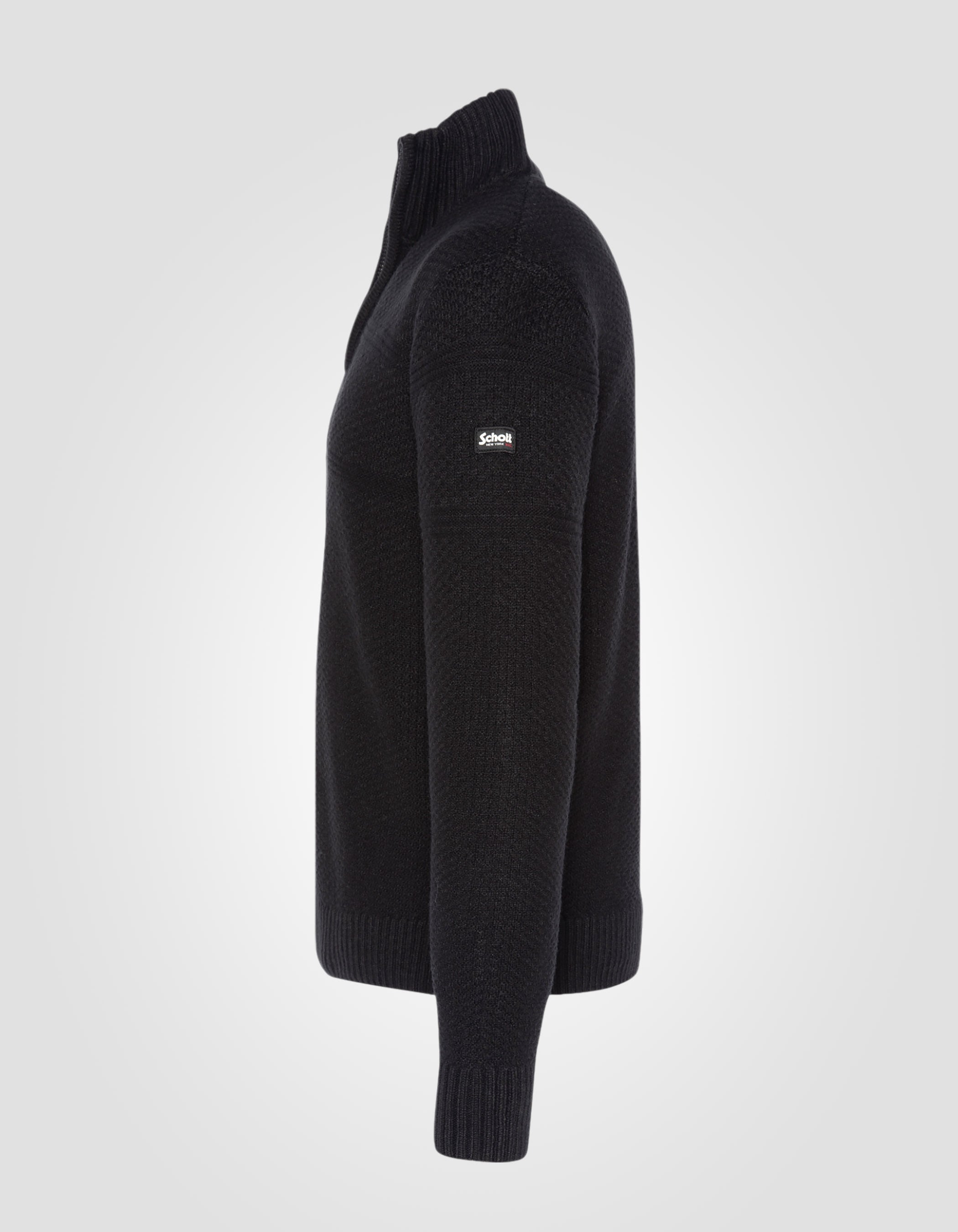 Schwarzer Trucker -Pullover mit Stichen-3