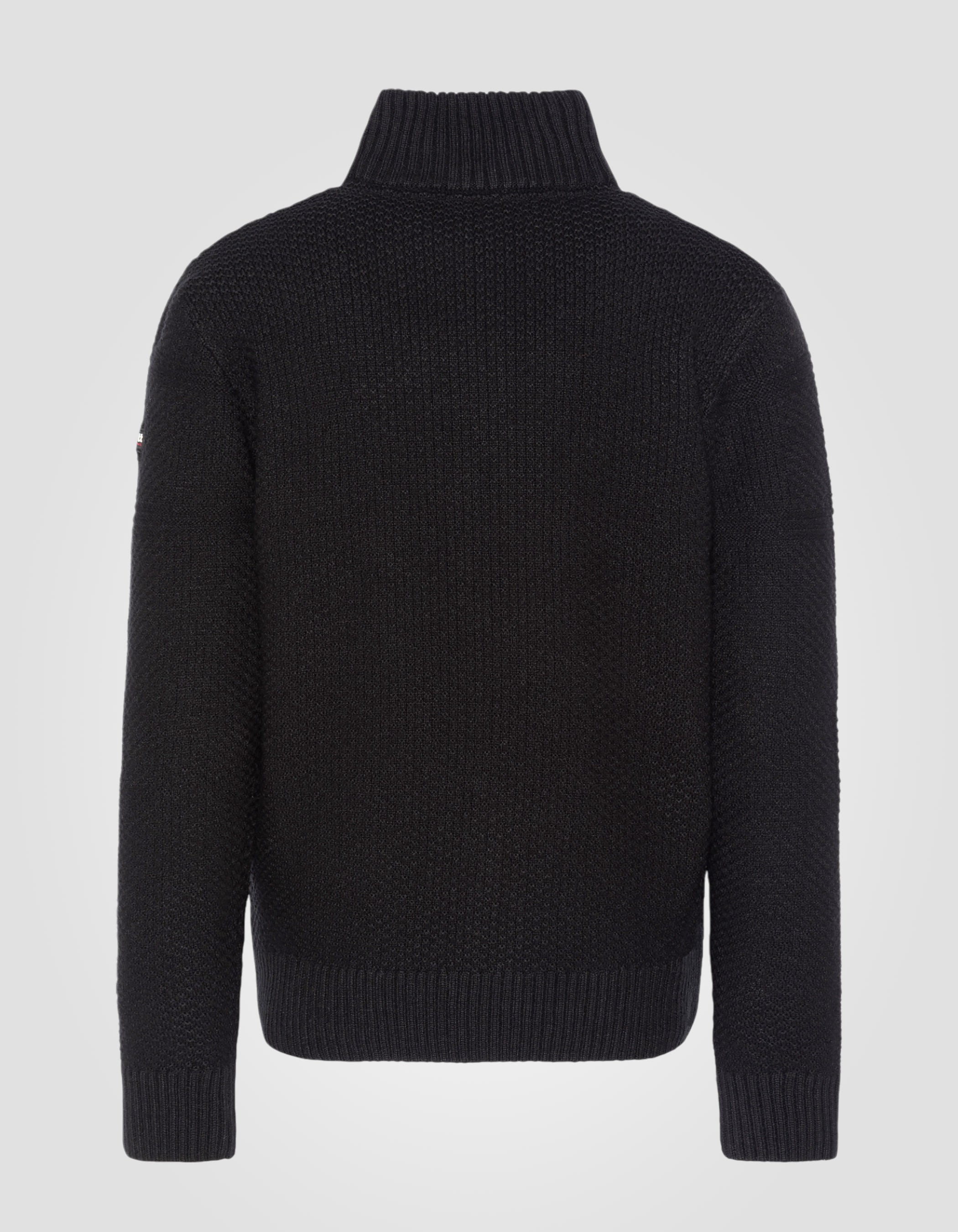 Schwarzer Trucker -Pullover mit Stichen-2