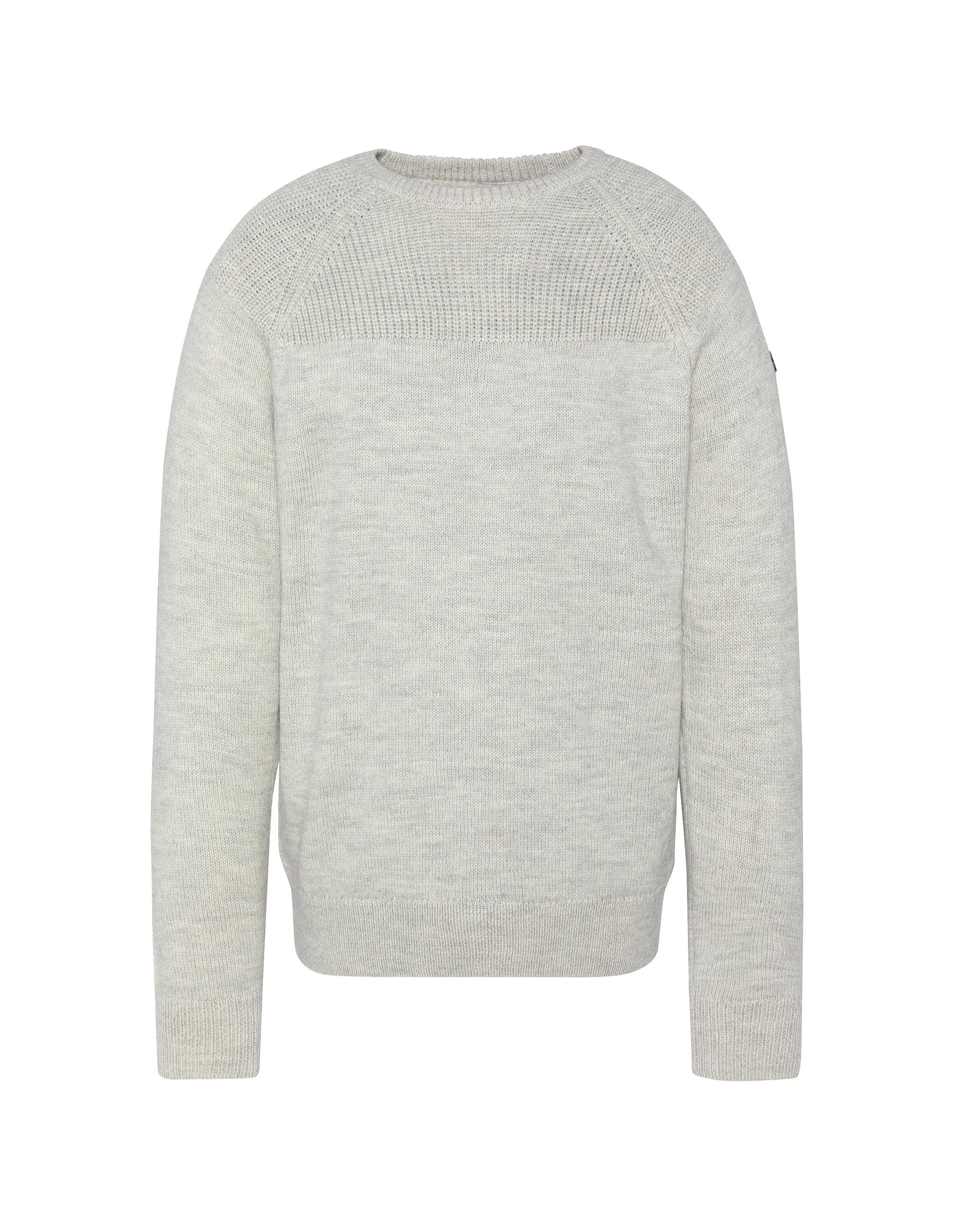 Pull col rond gris chiné-1