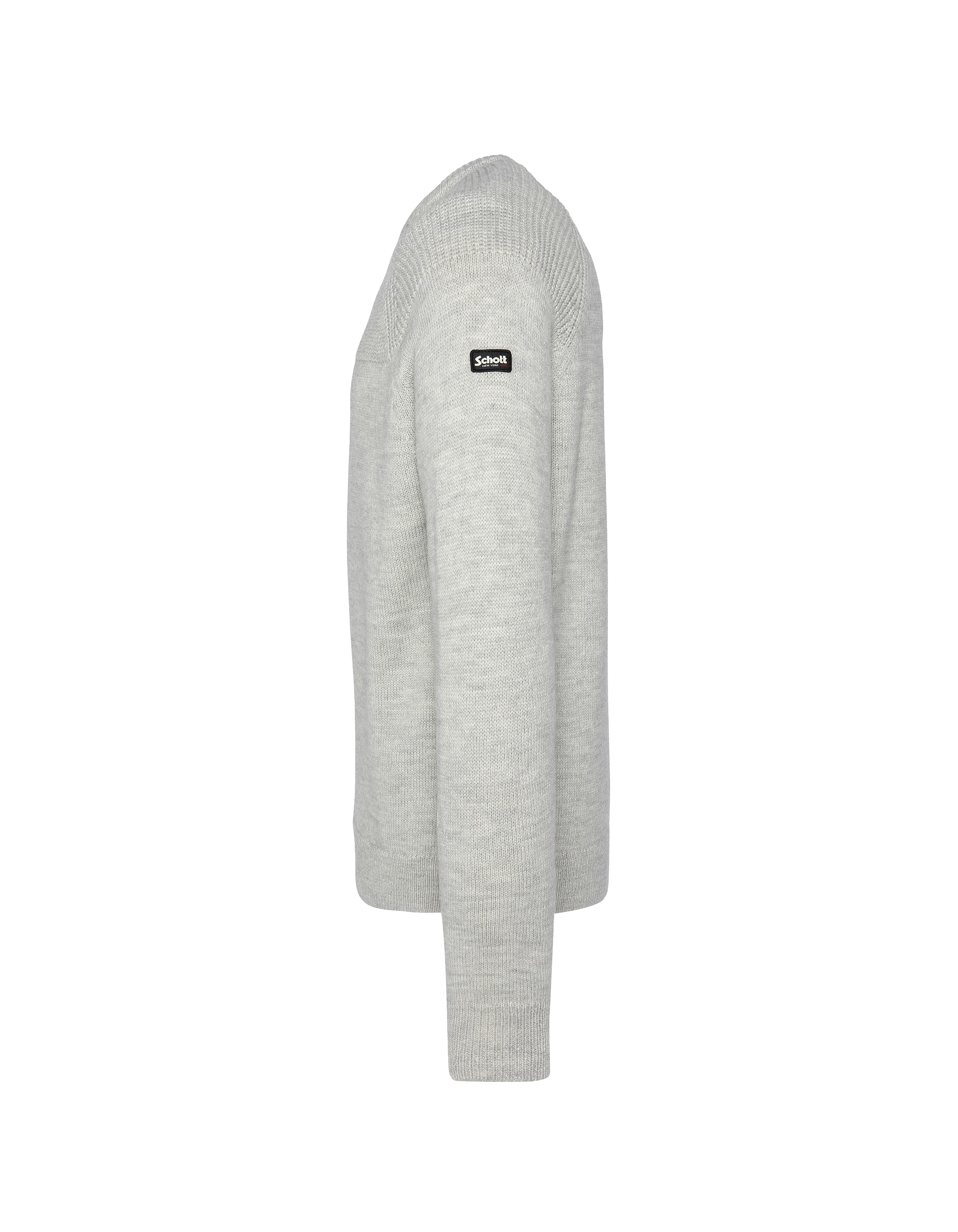 Pull col rond gris chiné-3