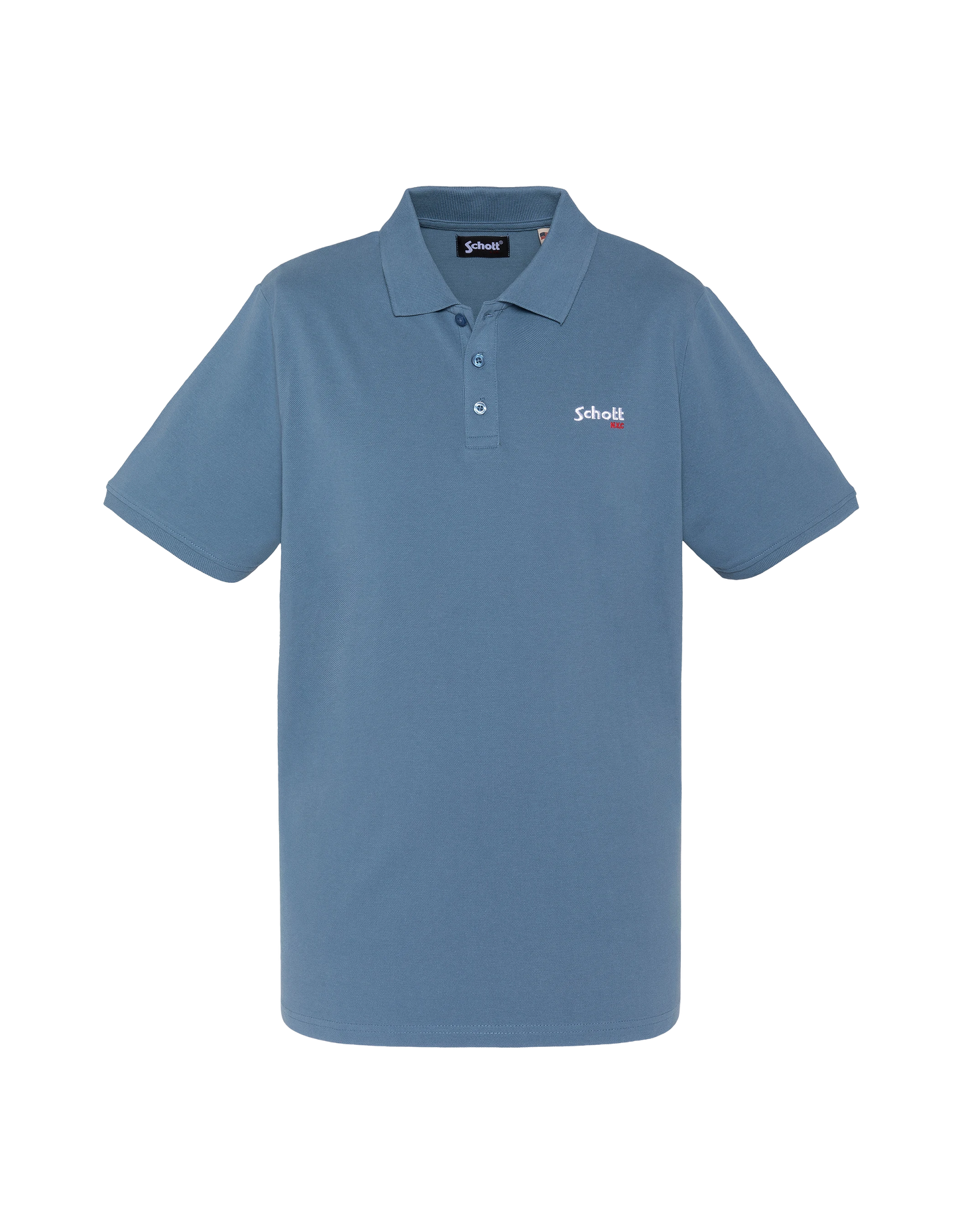 Blaues Poloshirt aus Denim-Piqué-Baumwolle
