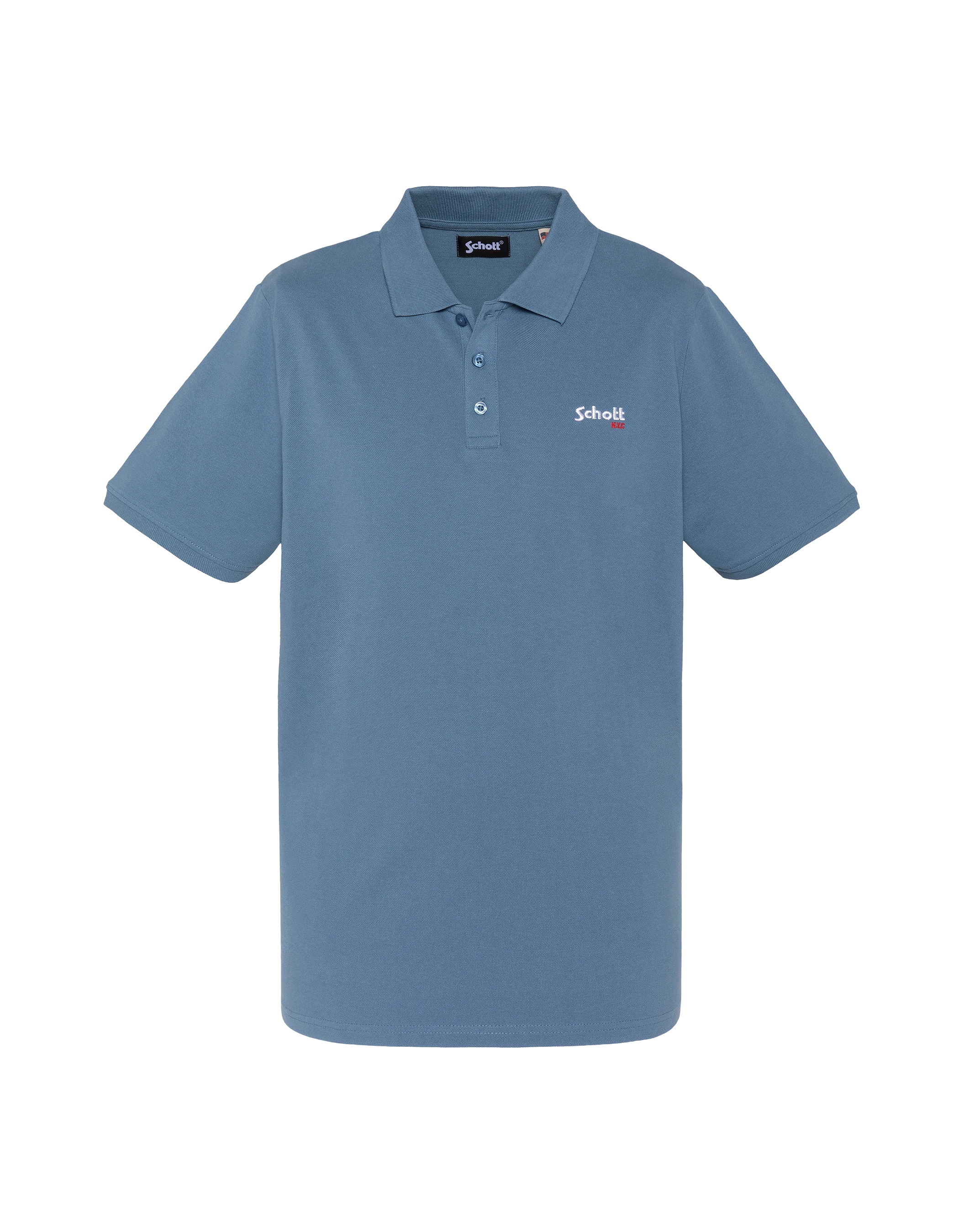 Blaues Poloshirt aus Denim-Piqué-Baumwolle-1