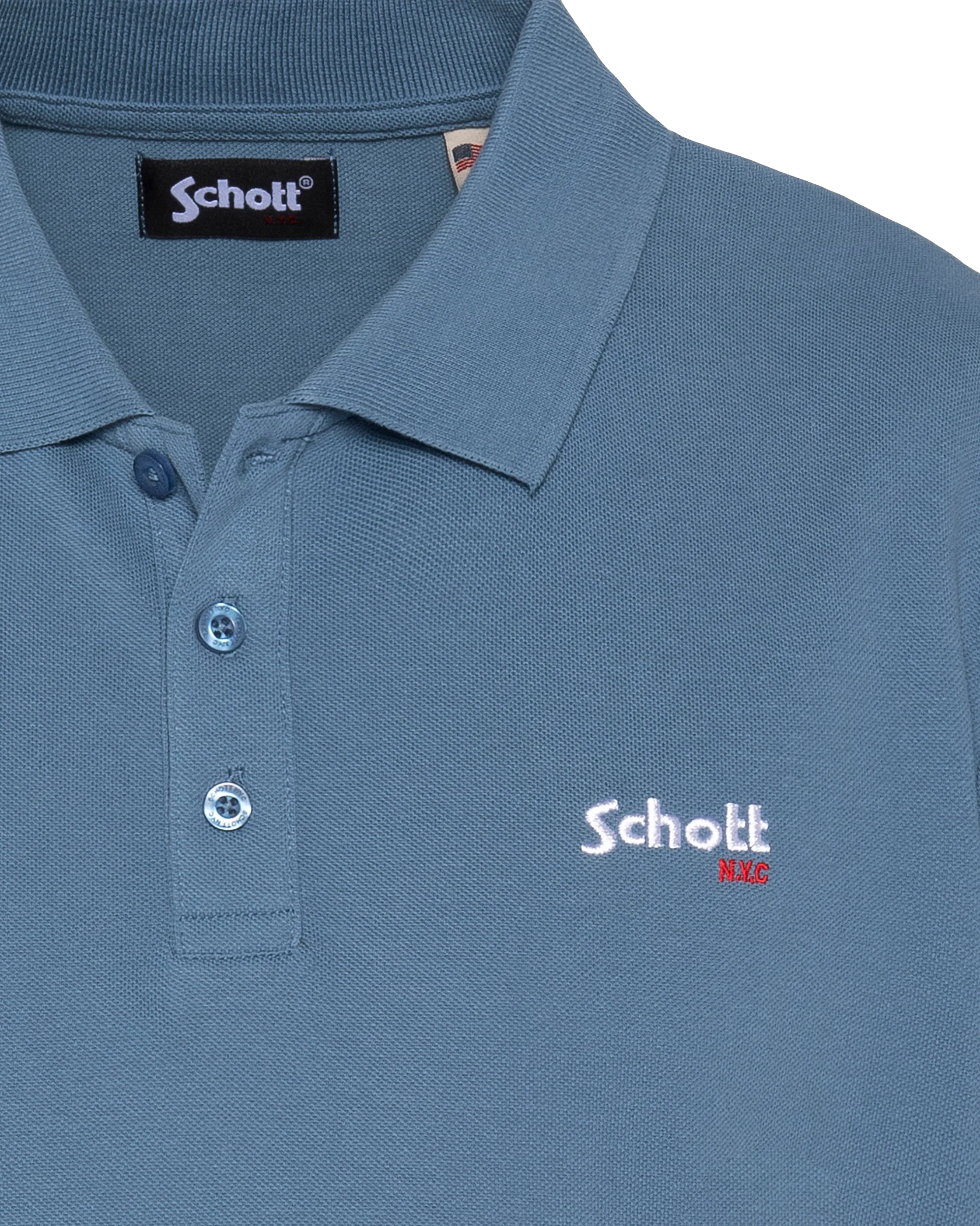 Blaues Poloshirt aus Denim-Piqué-Baumwolle-3