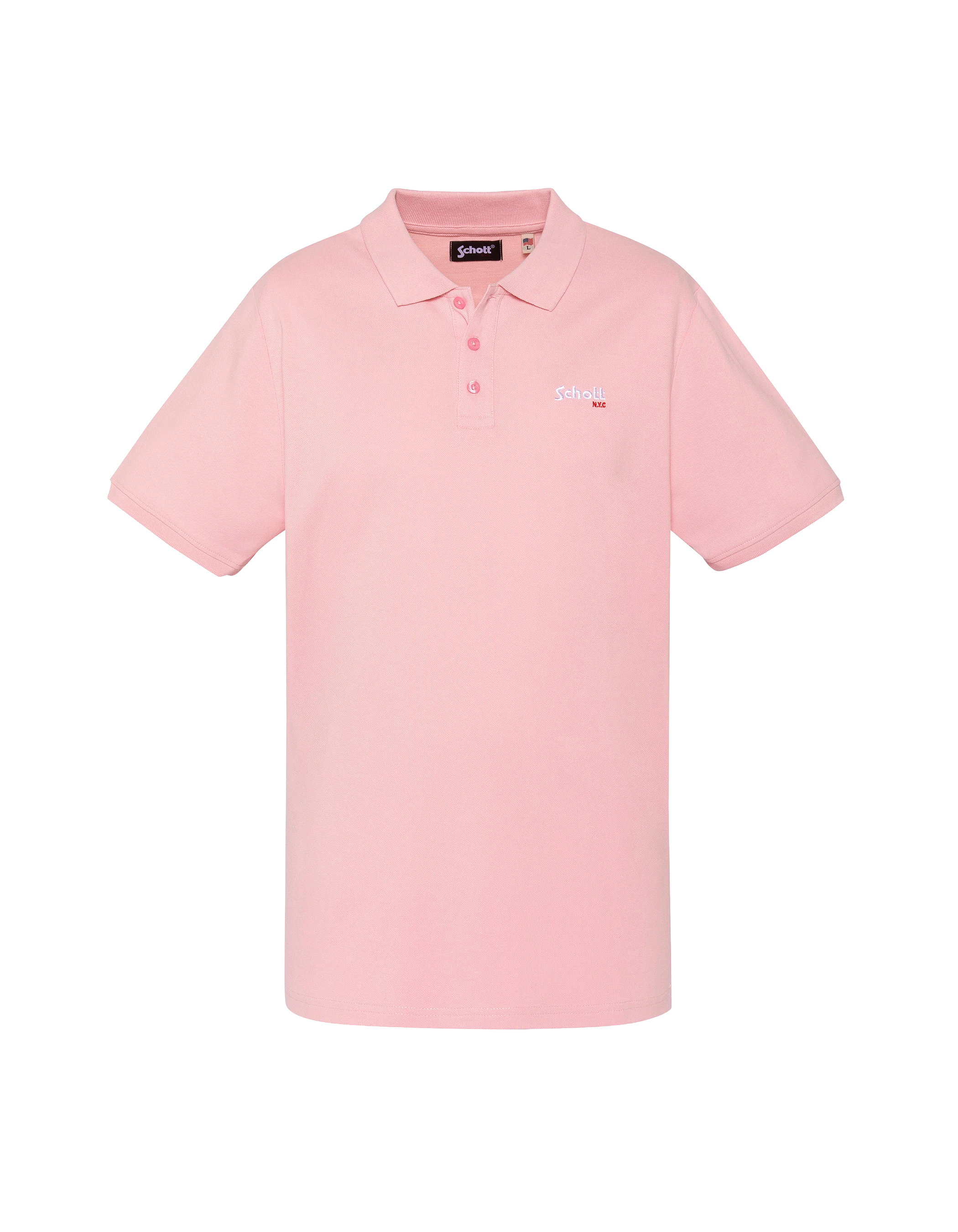 Polo rose pâle en coton piqué-1