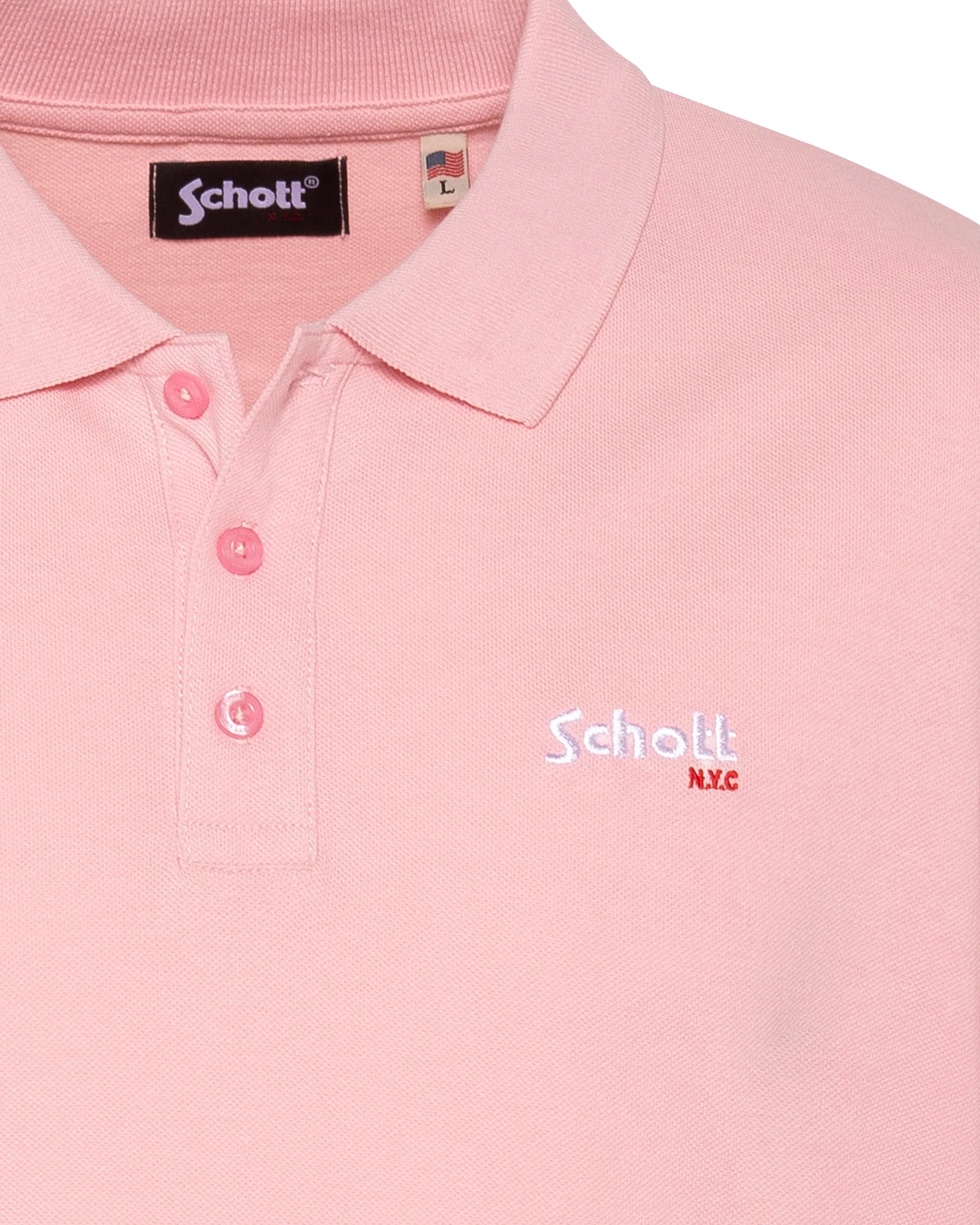 Polo rose pâle en coton piqué-3