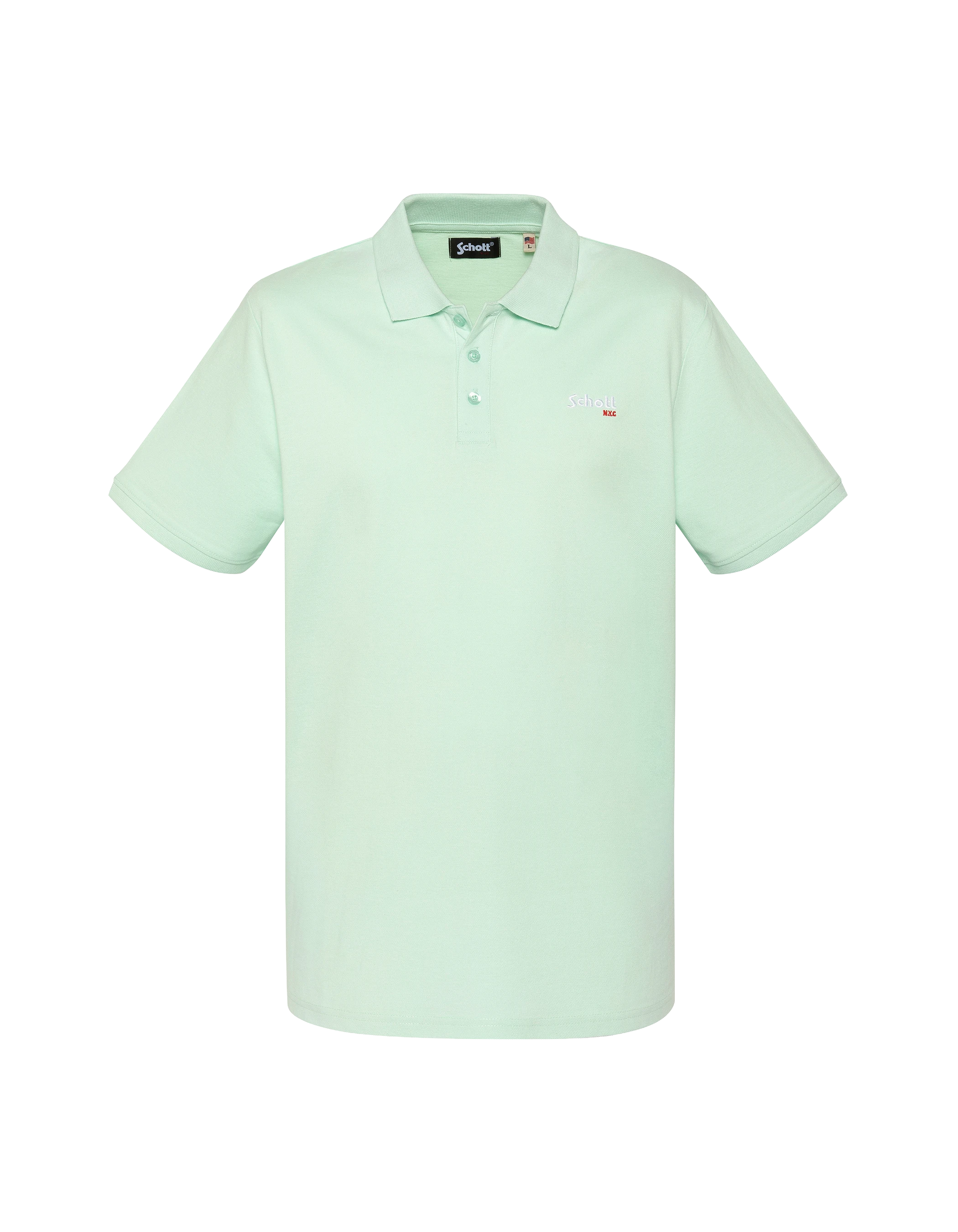 Pastellgrünes Poloshirt aus Baumwollpiqué-1