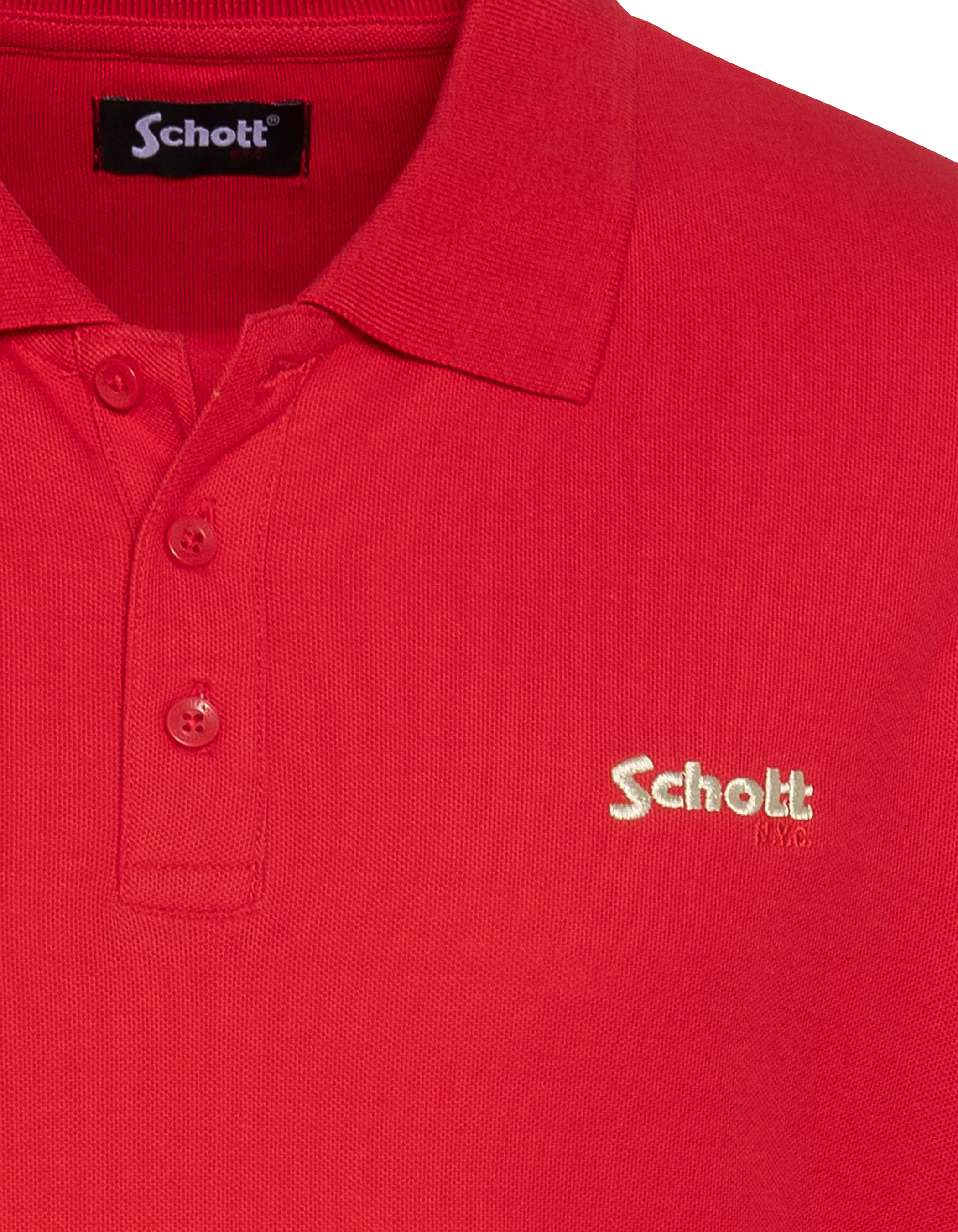 Polo rouge en coton piqué-3