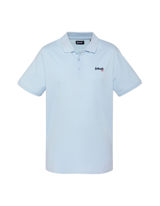 Himmelblaues Poloshirt aus Baumwollpiqué