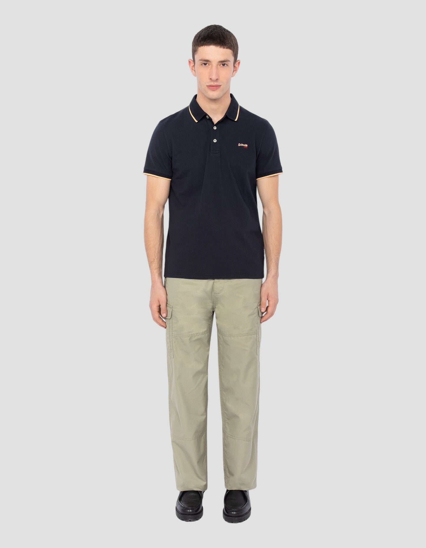 Navy blue retro sports polo shirt