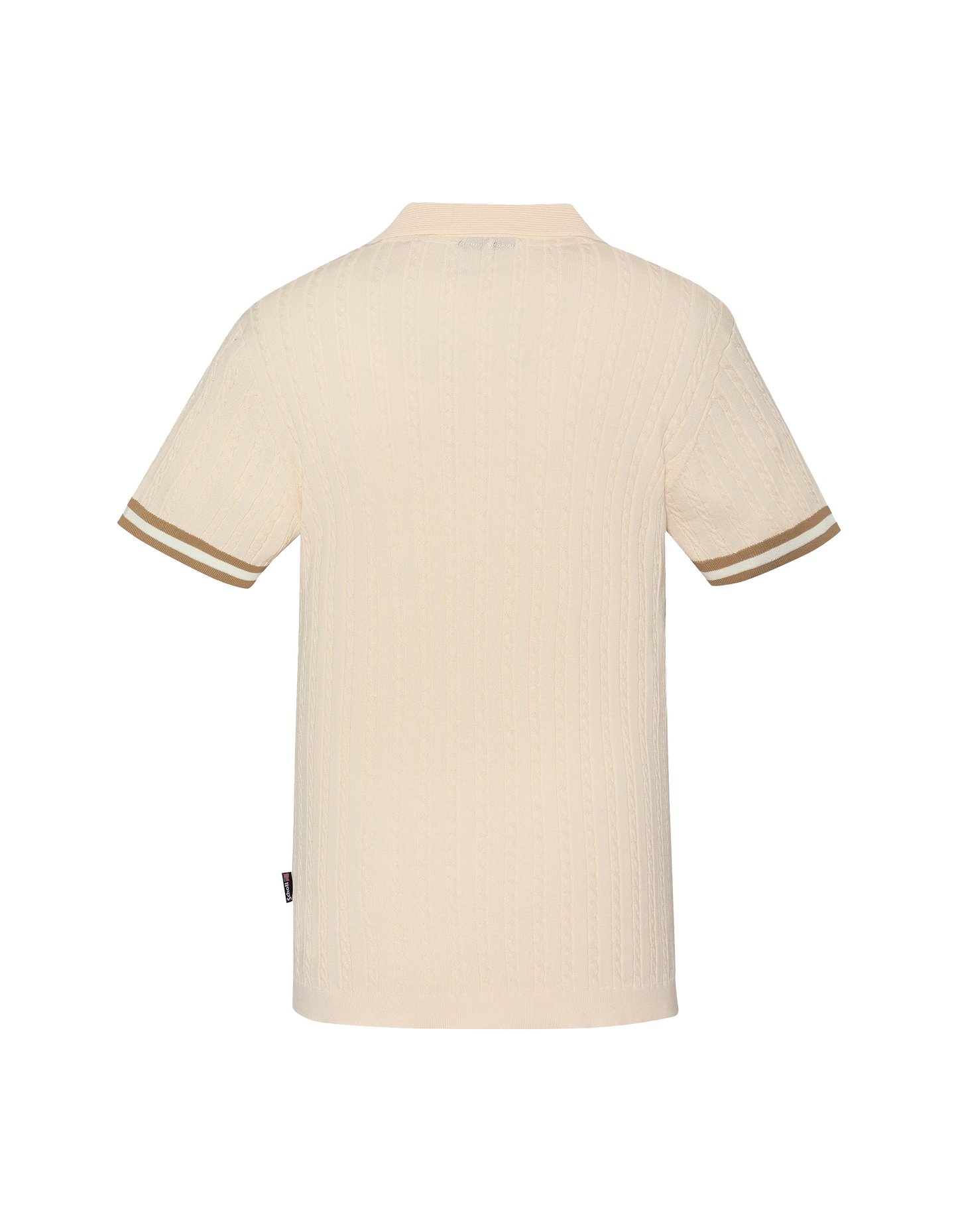 Weißes Retro-Poloshirt mit feinem Zopfmuster