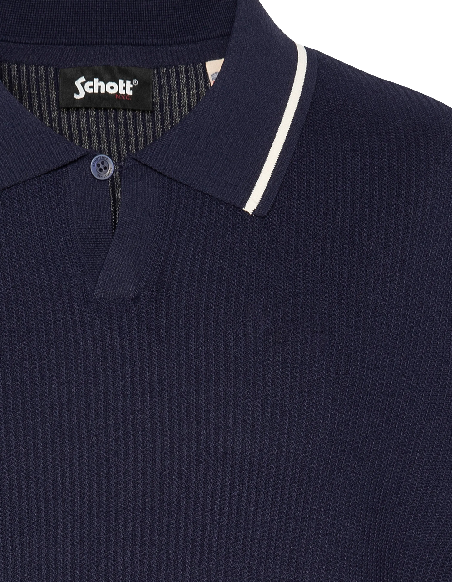 Marineblaues Mesh-Poloshirt im Retro-Stil