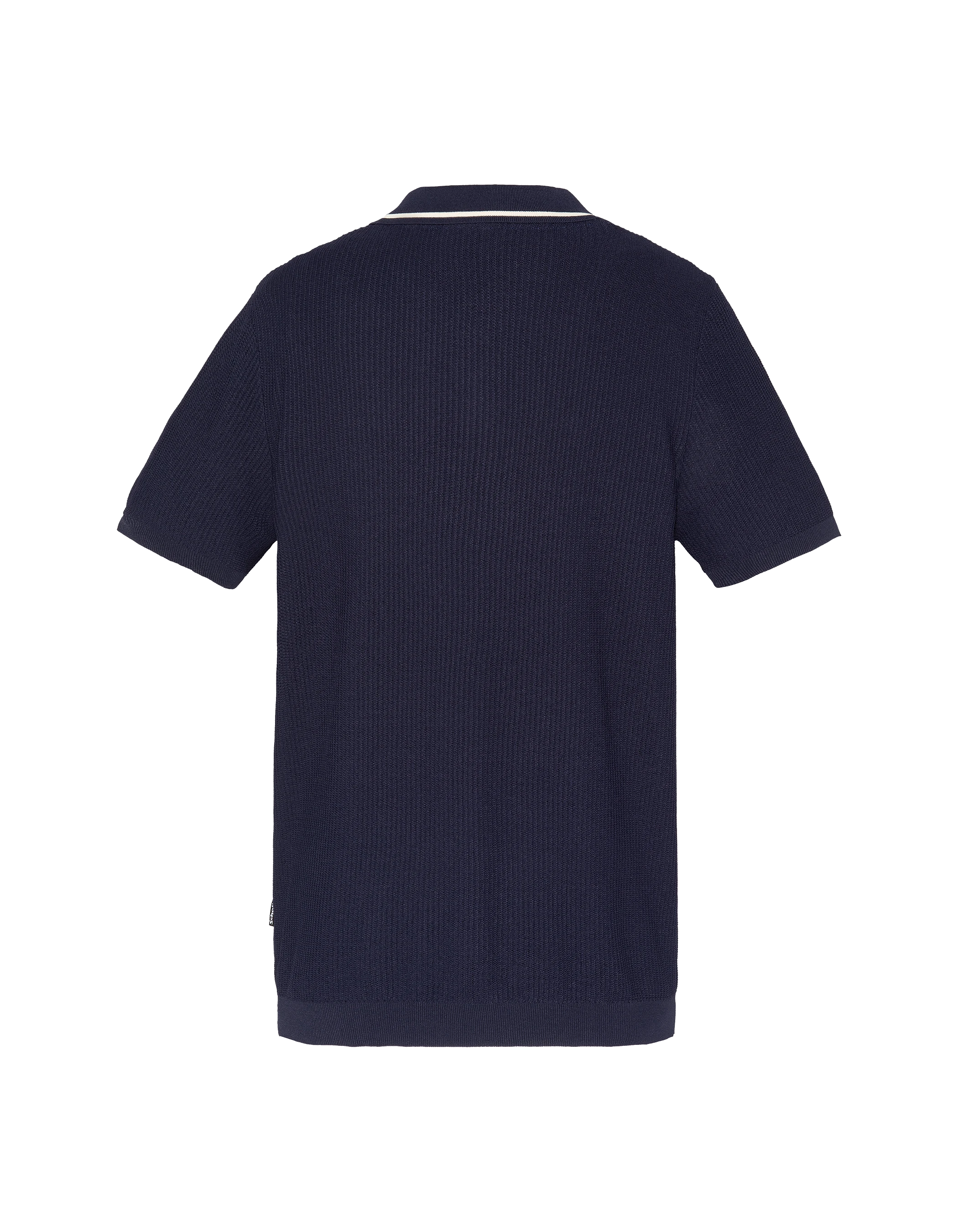 Marineblaues Mesh-Poloshirt im Retro-Stil-7