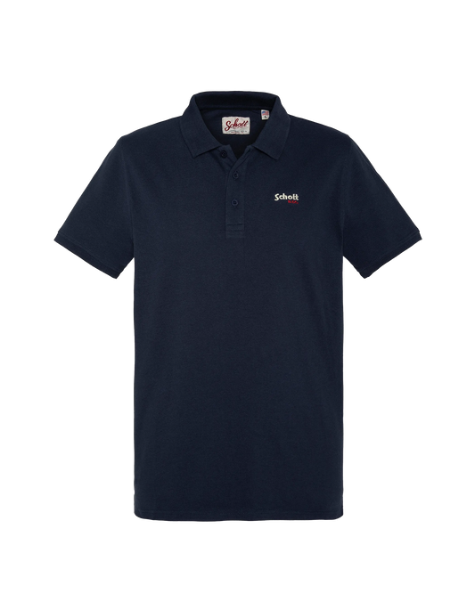 Basic navy pique polo shirt