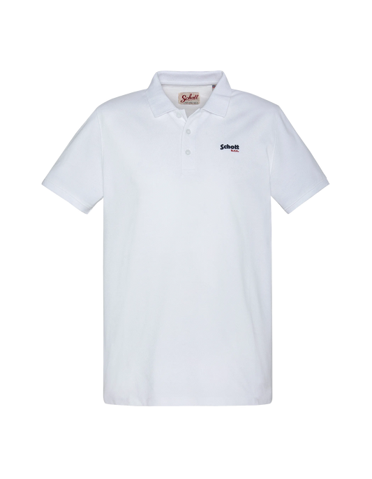 Basic white pique polo shirt