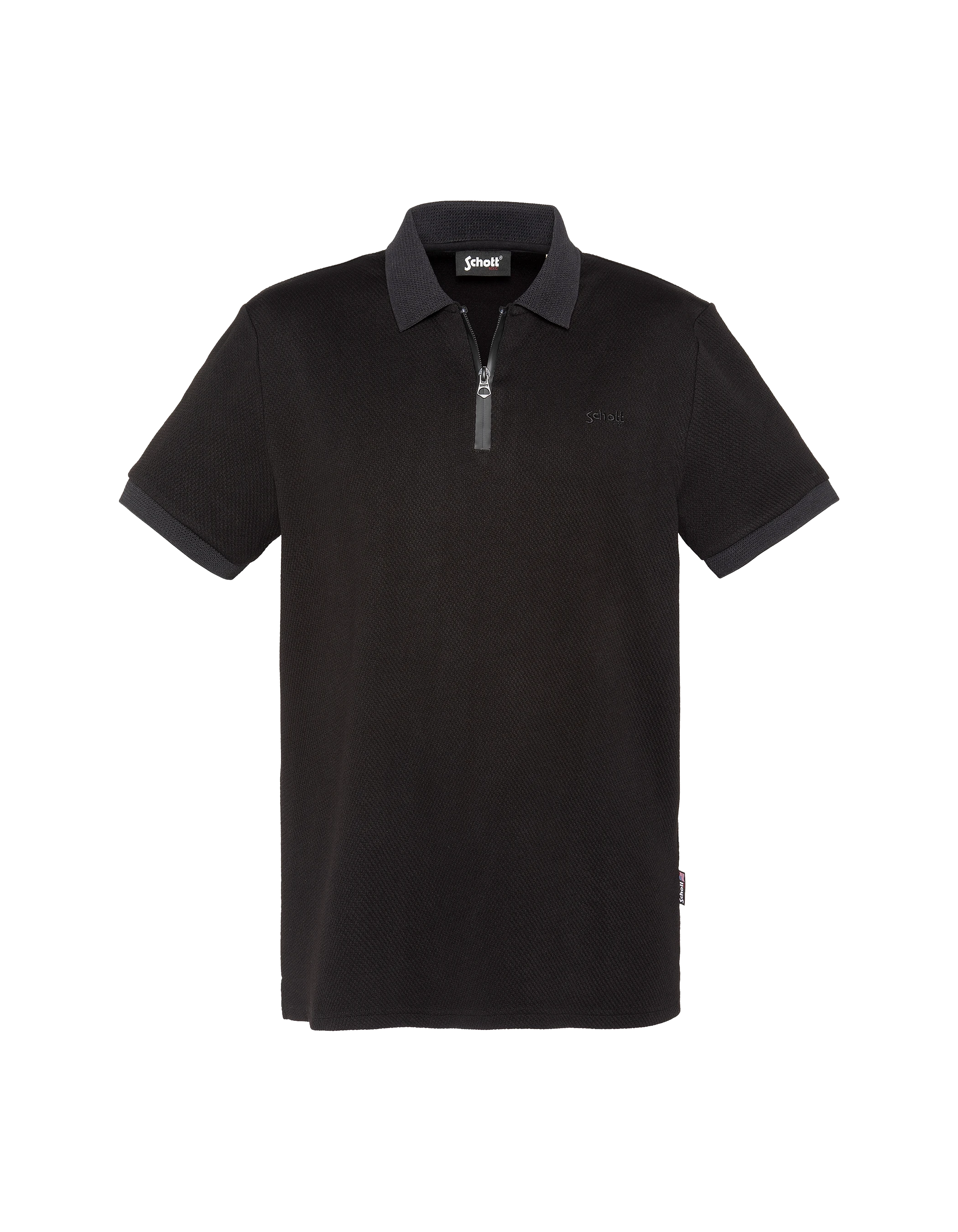 Black mesh polo shirt waffle knit-2