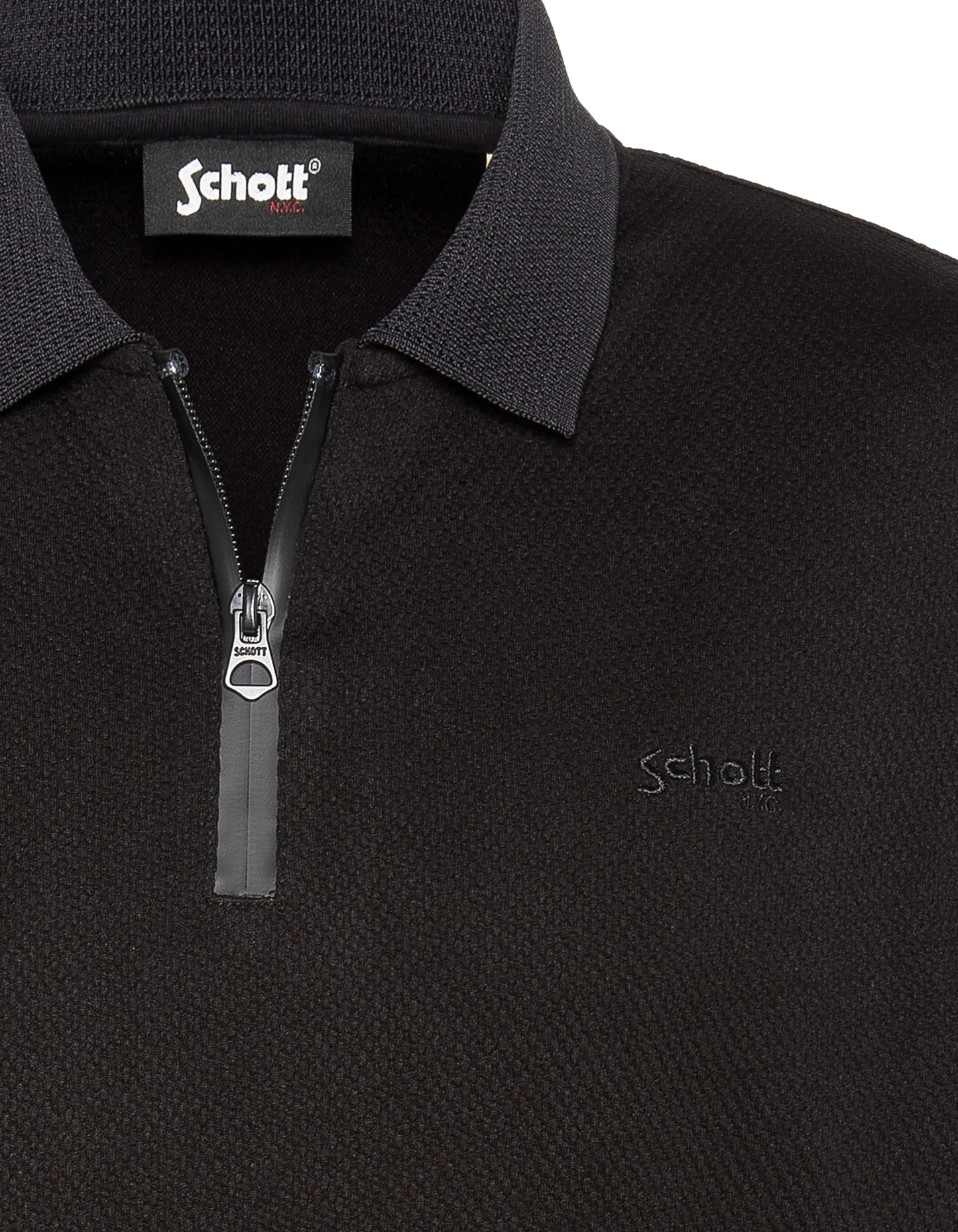 Black mesh polo shirt waffle knit