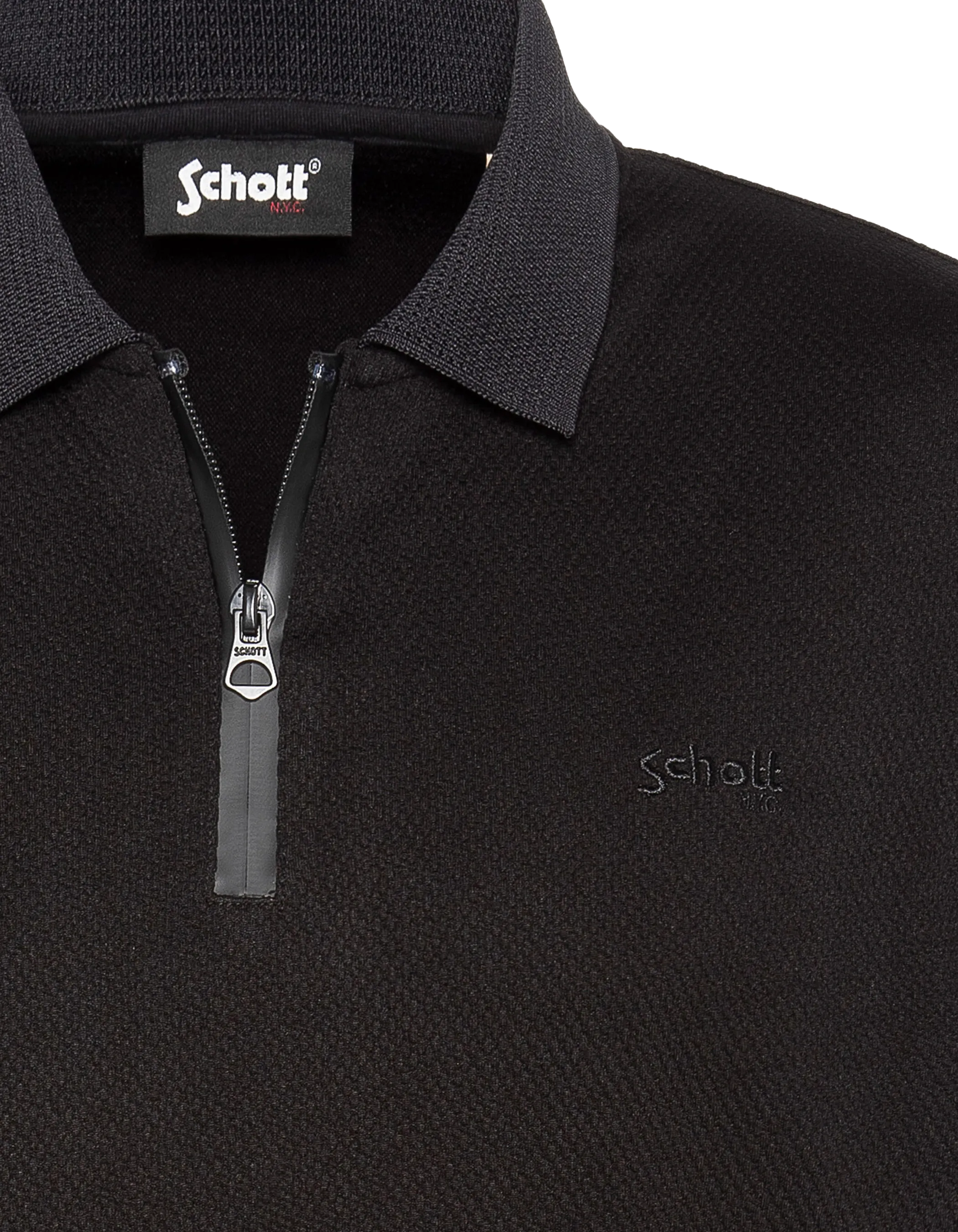 Black mesh polo shirt waffle knit-6
