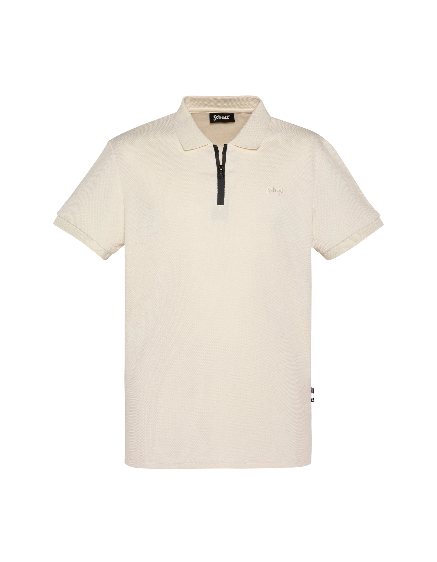 Weißes Poloshirt aus geprägtem Strick