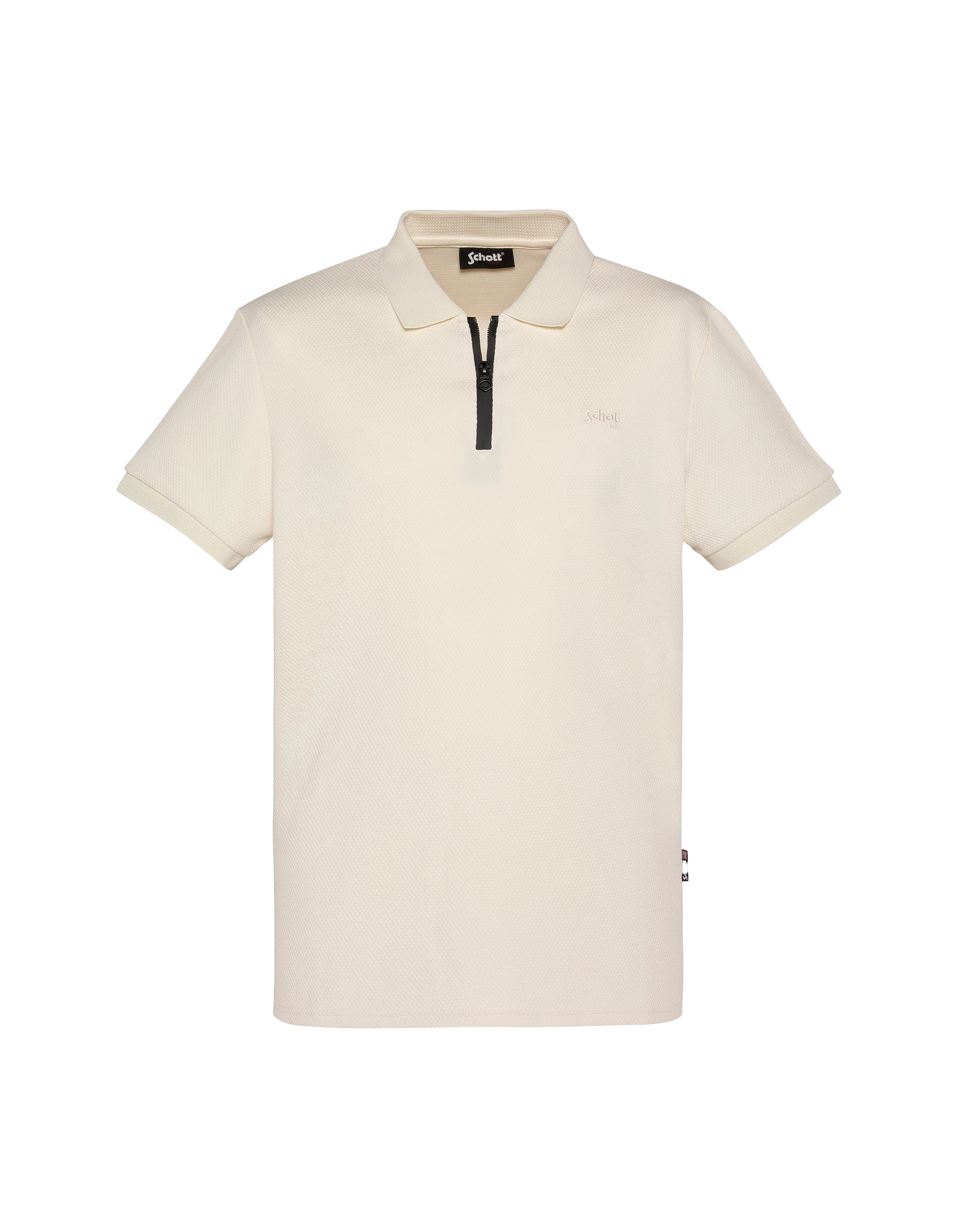 Weißes Poloshirt aus geprägtem Strick-1