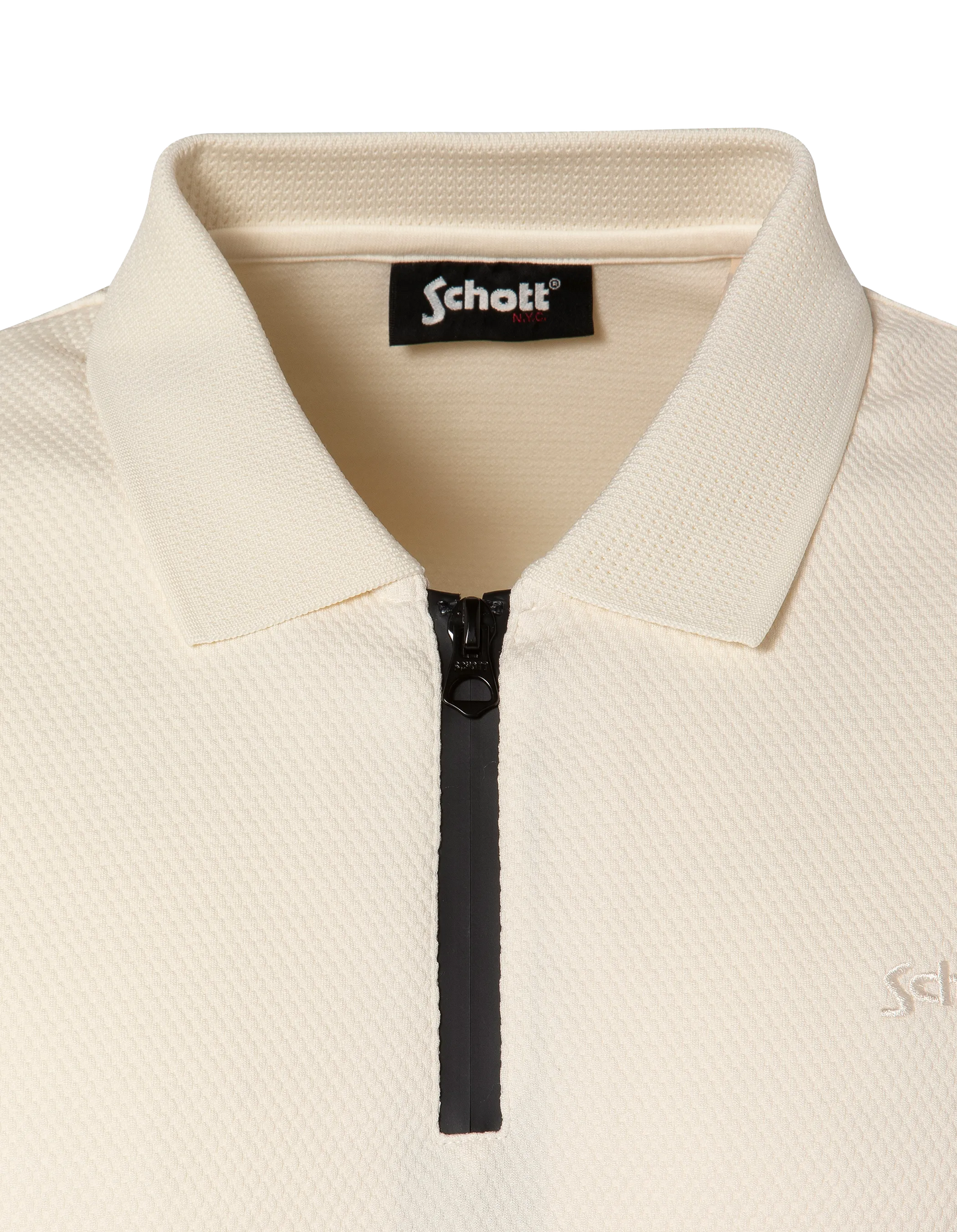 Weißes Poloshirt aus geprägtem Strick