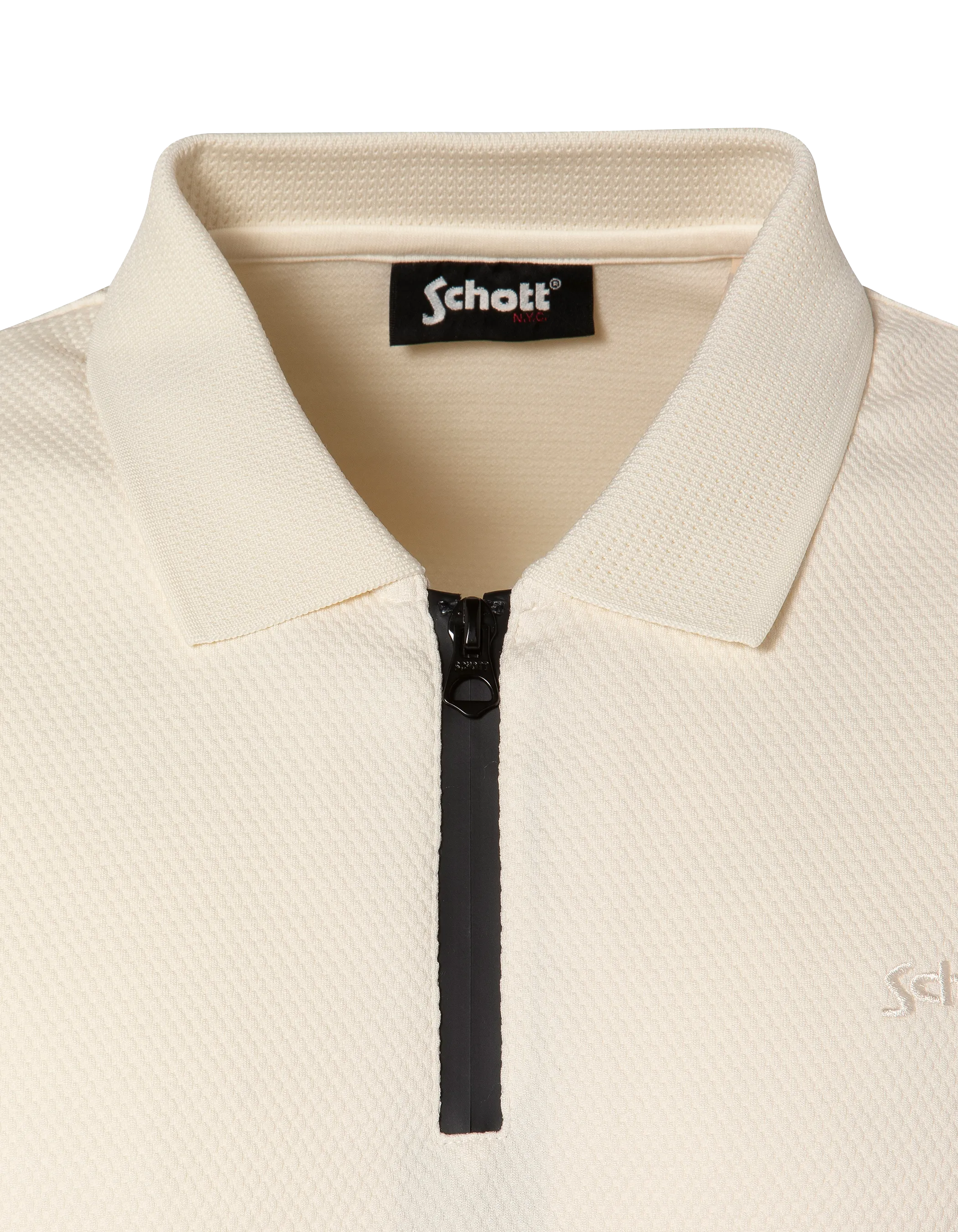 Weißes Poloshirt aus geprägtem Strick-3