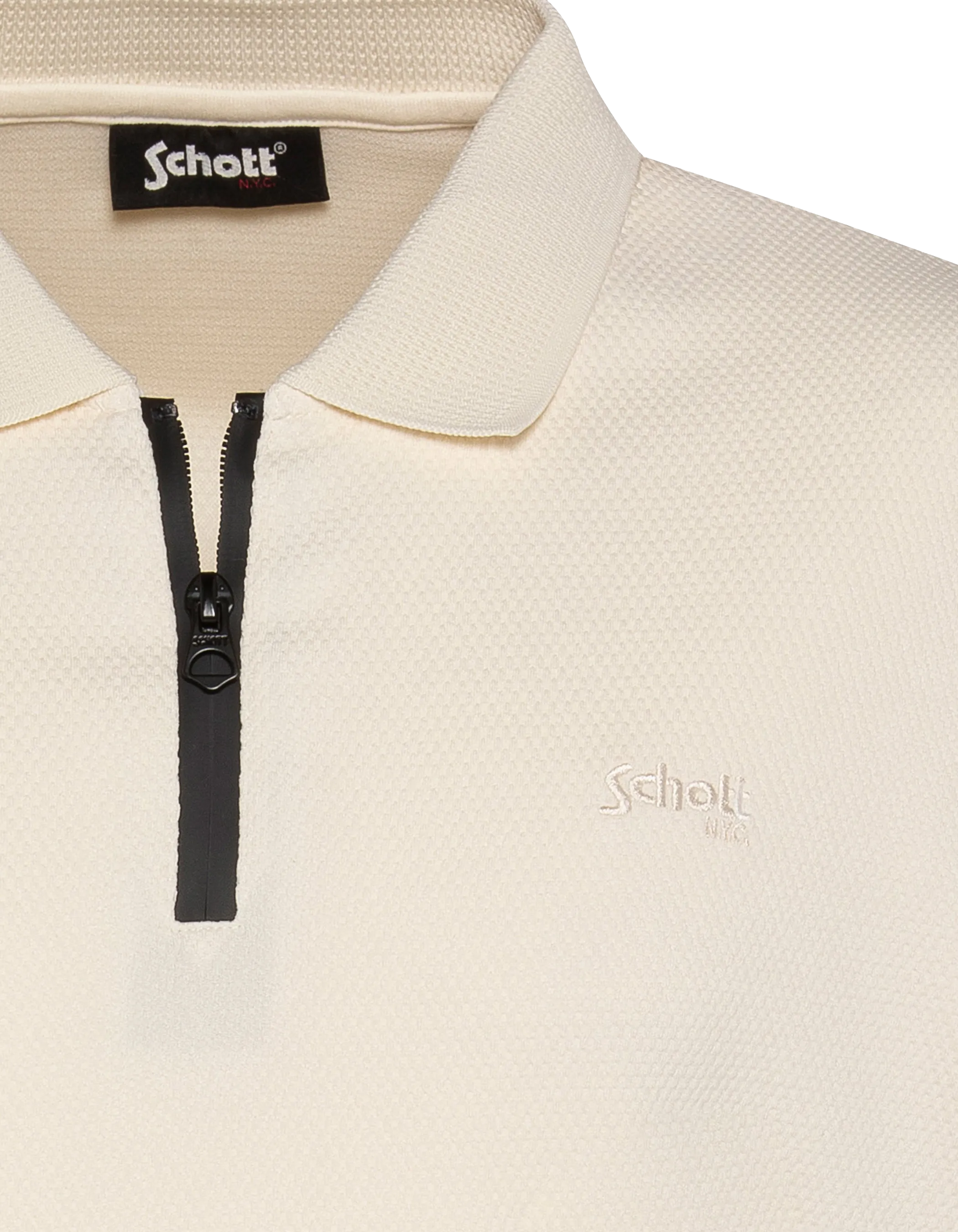 Weißes Poloshirt aus geprägtem Strick-4