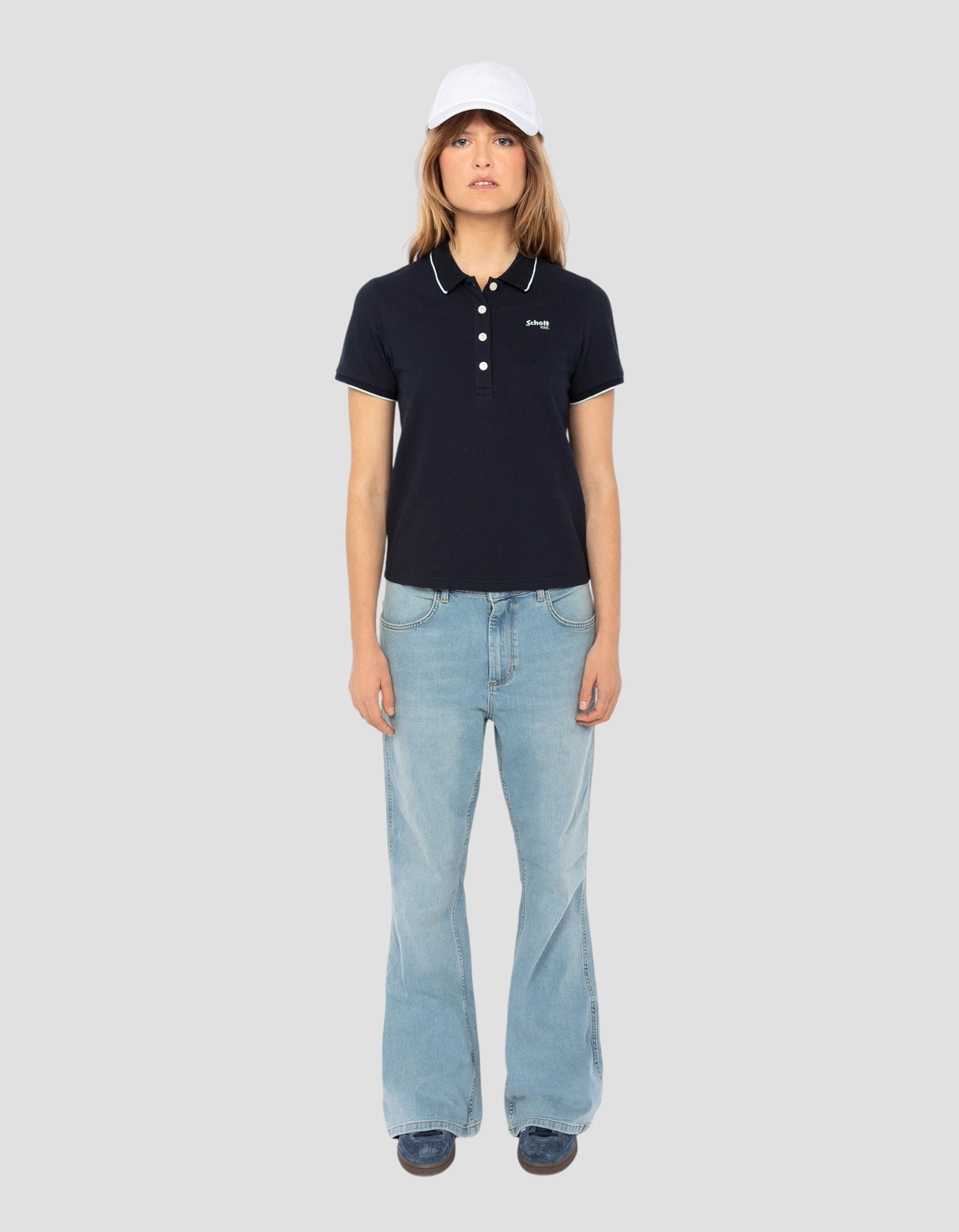 Polo rétro sport bleu marine-1