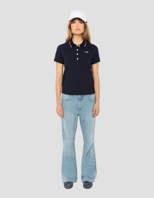 Navy blue retro sports polo shirt