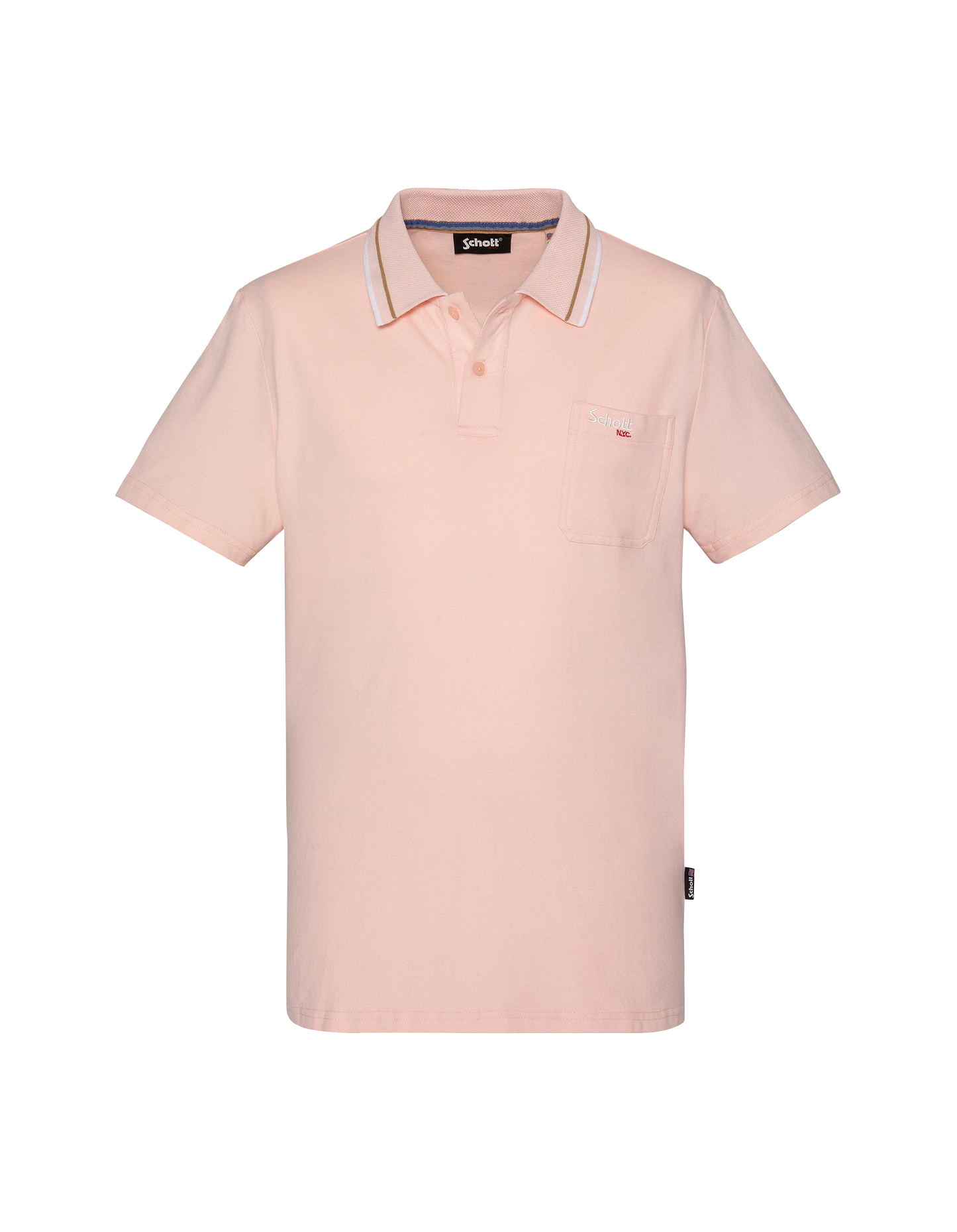 Polo retro de piqué de algodón rosa claro