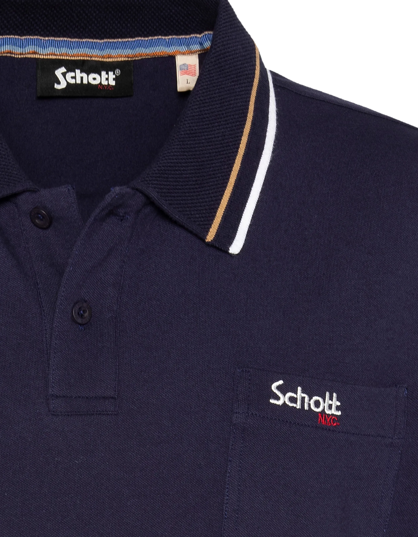 Retro-Poloshirt aus marineblauem Baumwoll-Piqué