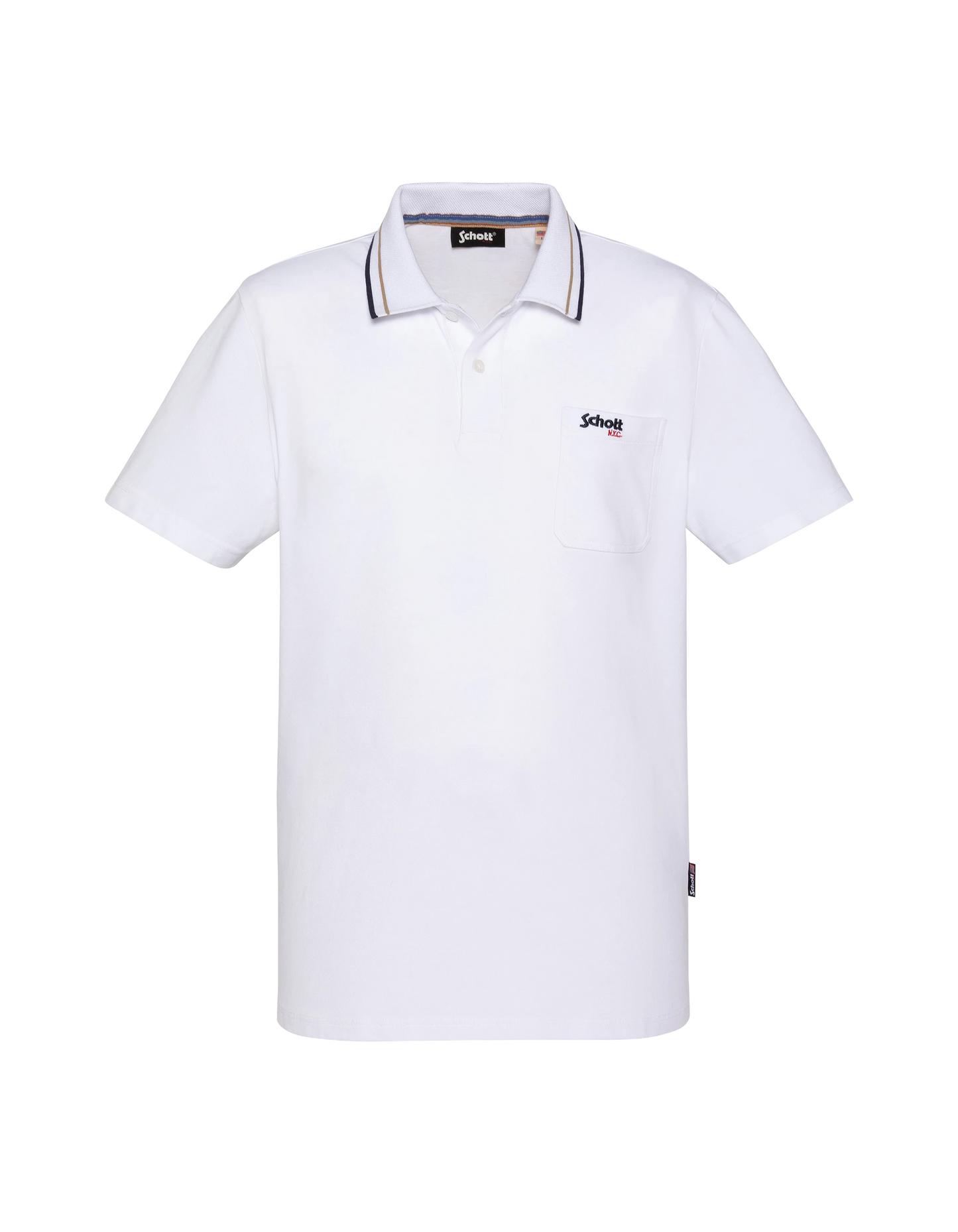 Polo rétro blanc en coton piqué