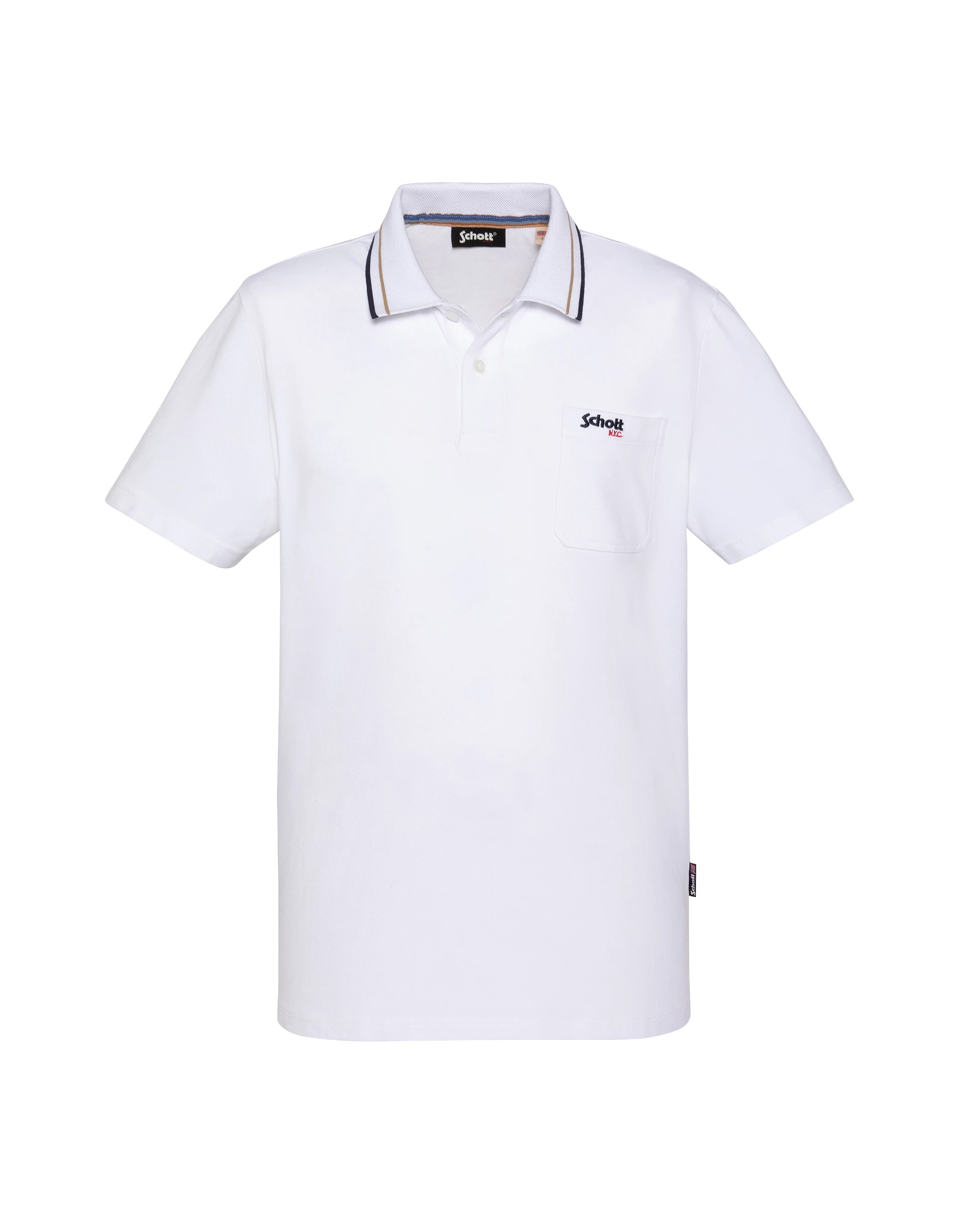 Polo rétro blanc en coton piqué-1