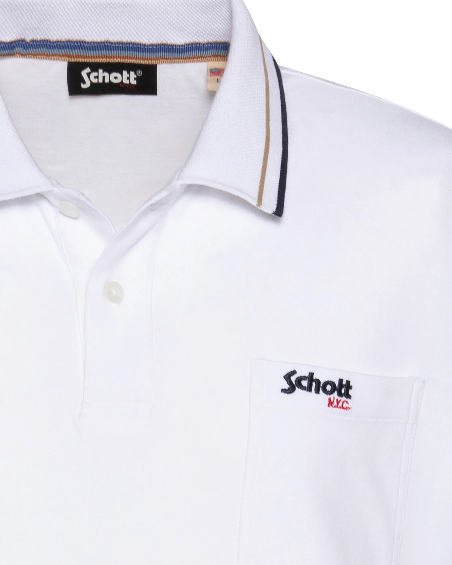 Polo rétro blanc en coton piqué